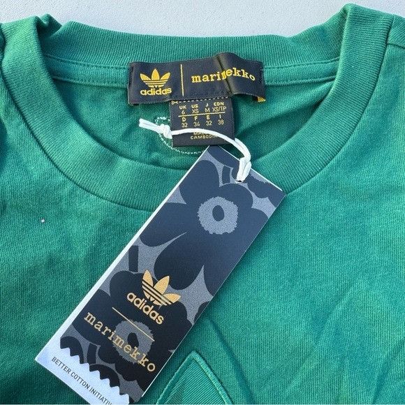 Adidas NWT Adidas X Marimekko Emerald Green Trefoil Embroidered Sz Size XS / US 0-2 / IT 36-38 - 3 Thumbnail