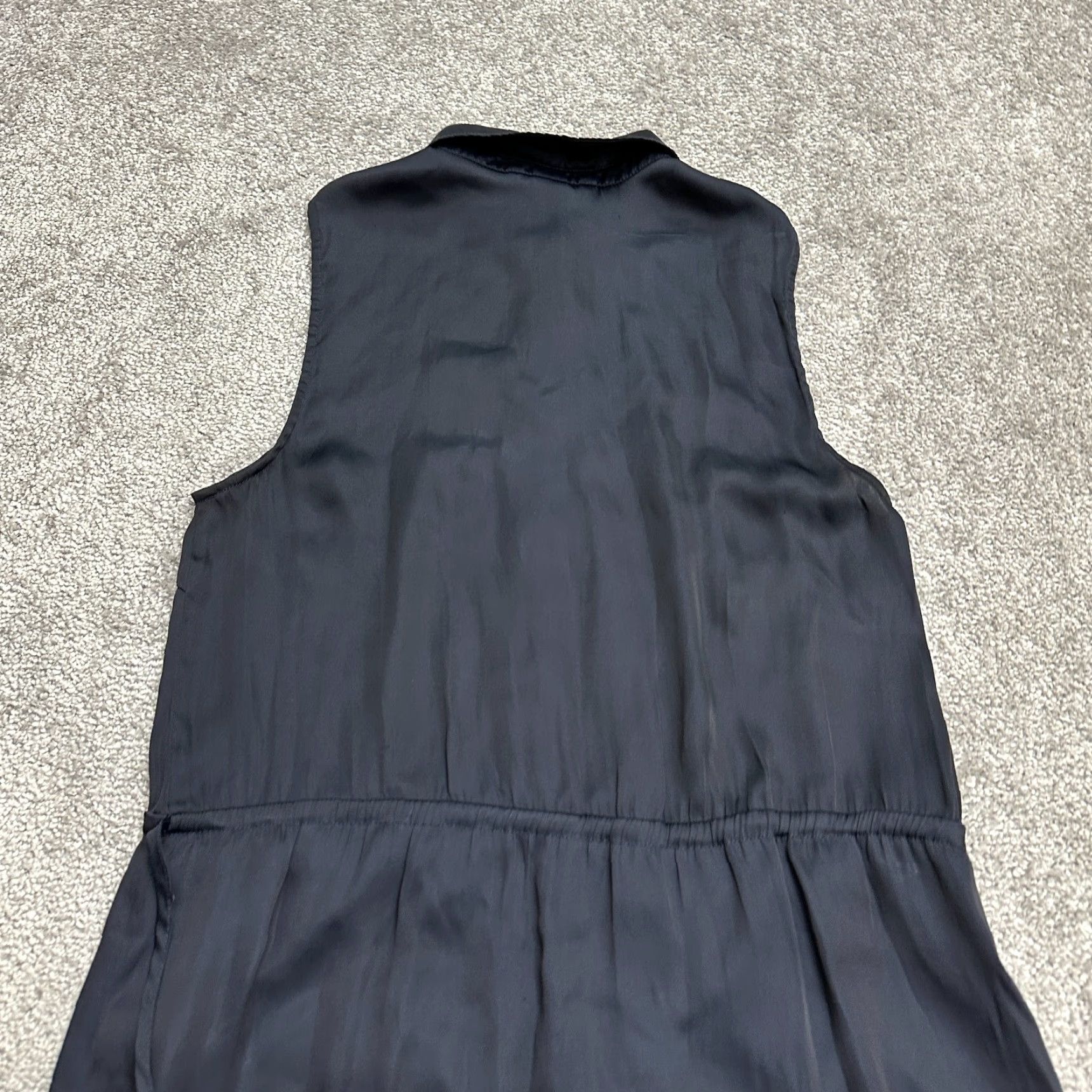 H&M H&M Shirt Womens 4 Dark Blue Satin Maxi Belted Collared Sleeveless Casual Dress Size S / US 4 / IT 40 - 3 Thumbnail