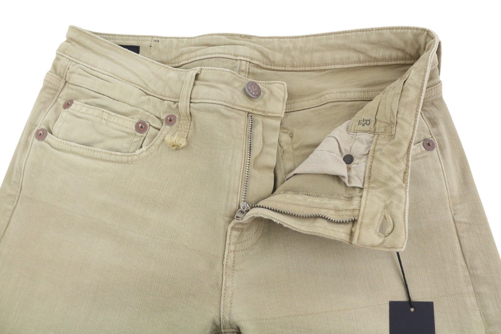 R13 BOY STRAIGHT 29 Khaki Stretch Cropped Ankle Zip 87790 Size 29" - 5 Thumbnail