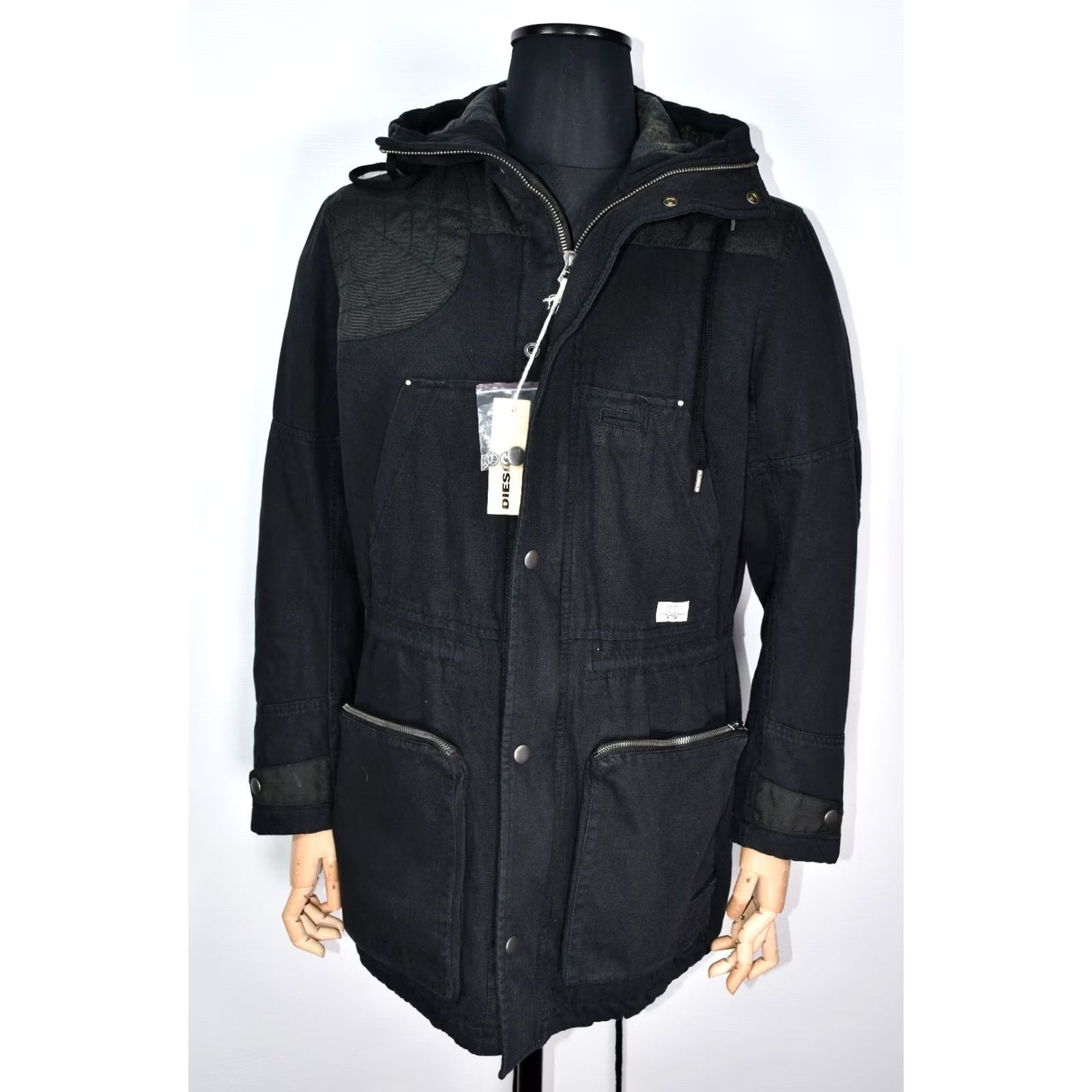 Diesel Diesel Jacket Parka Hooded Men M Black Cotton ZIP Casual Vintage No Size US M / EU 48-50 / 2 - 2 Thumbnail