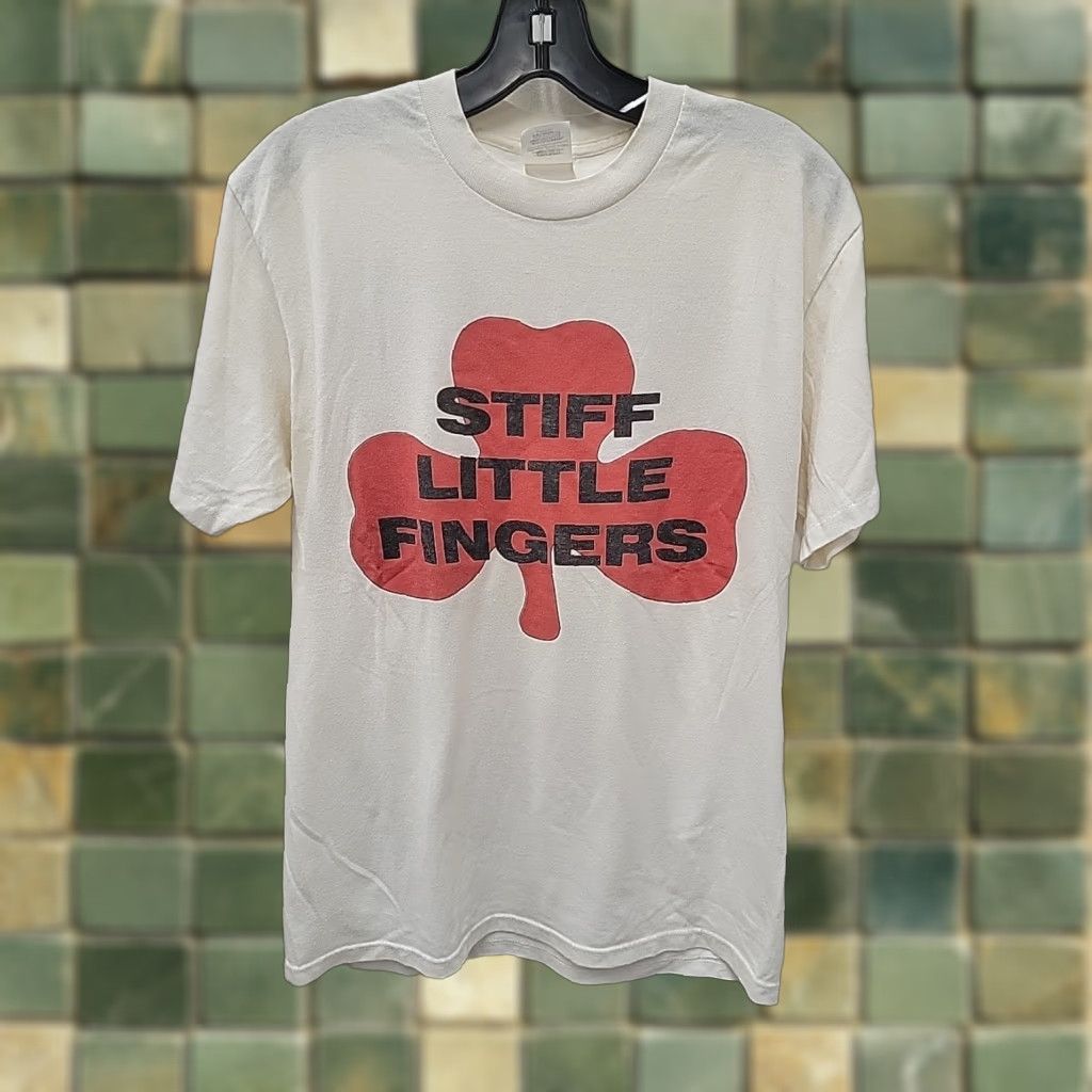 Vintage VINTAGE Stiff Little Fingers See You Up There Tour Graphic T shirt Mens L White Cotton 1989 Size US L / EU 52-54 / 3 - 1 Thumbnail