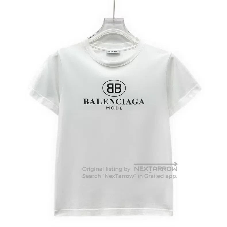 Balenciaga Balenciaga White Logo Letter Print Cotton Crew Neck Short Size US M / EU 48-50 / 2 - 1 Thumbnail