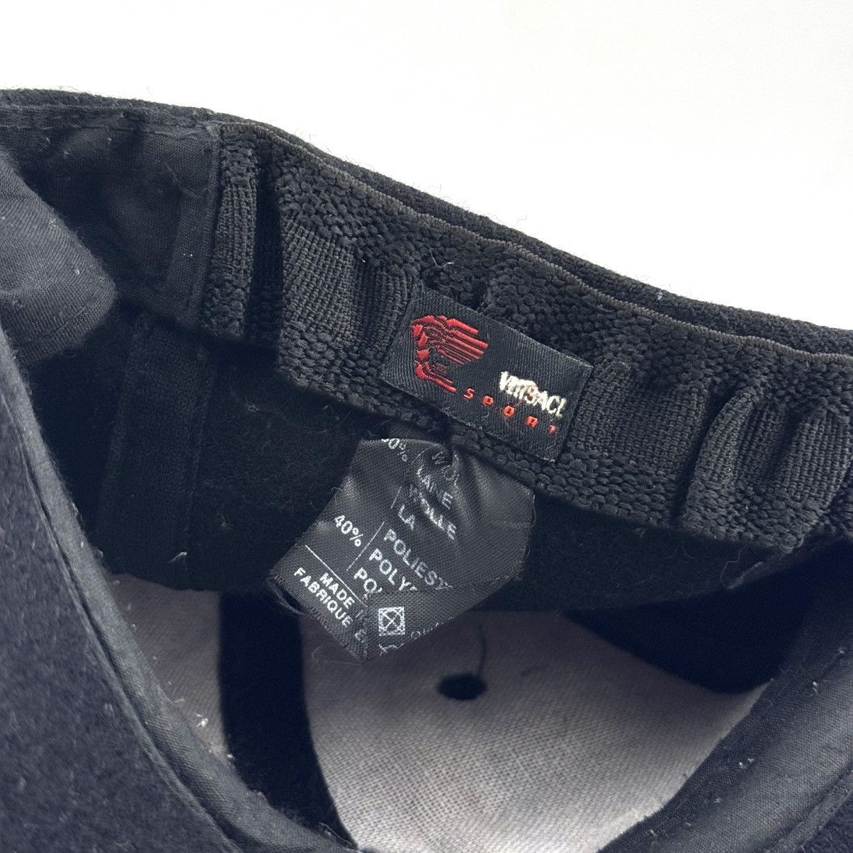 Versace Vtg 90s Versace Sport Medusa Logo Wool Fitted Black Cap Size ONE SIZE - 6 Thumbnail