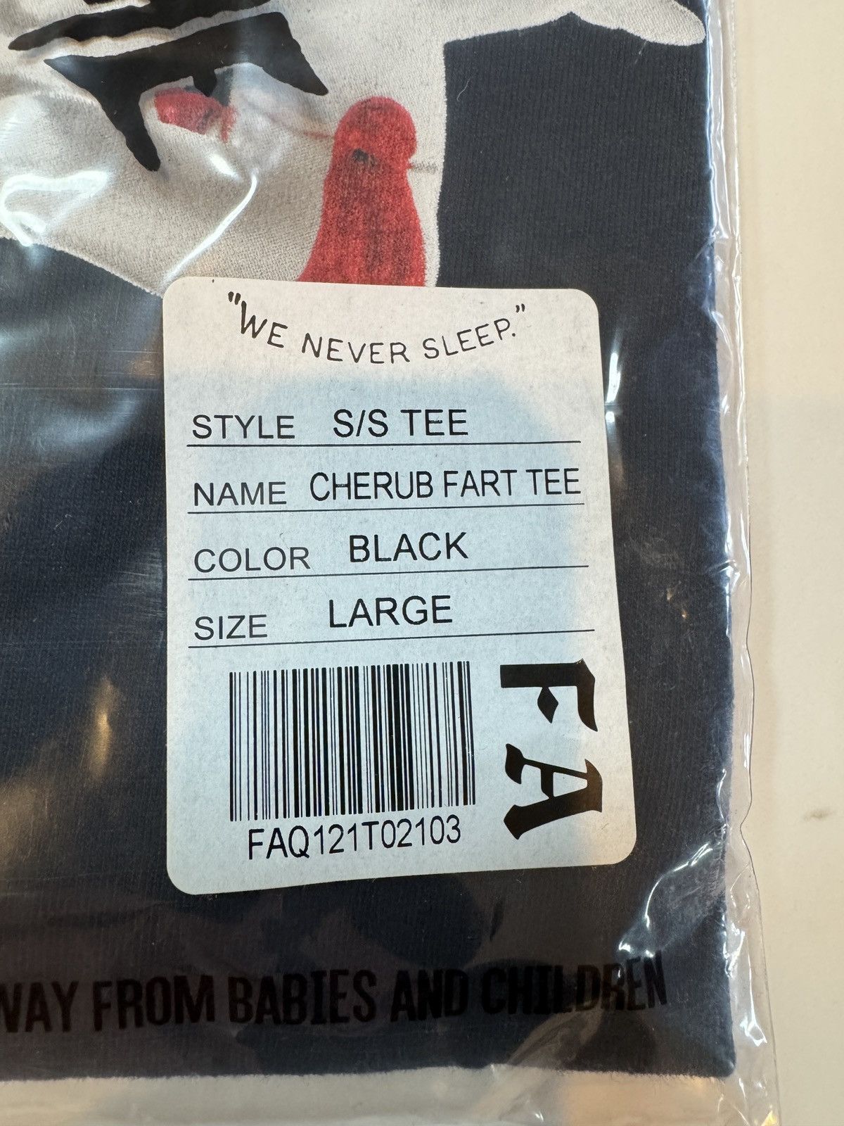 Fucking Awesome Fucking Awesome Cherub Fart T-Shirt Black Large Deadstock Size US L / EU 52-54 / 3 - 2 Thumbnail