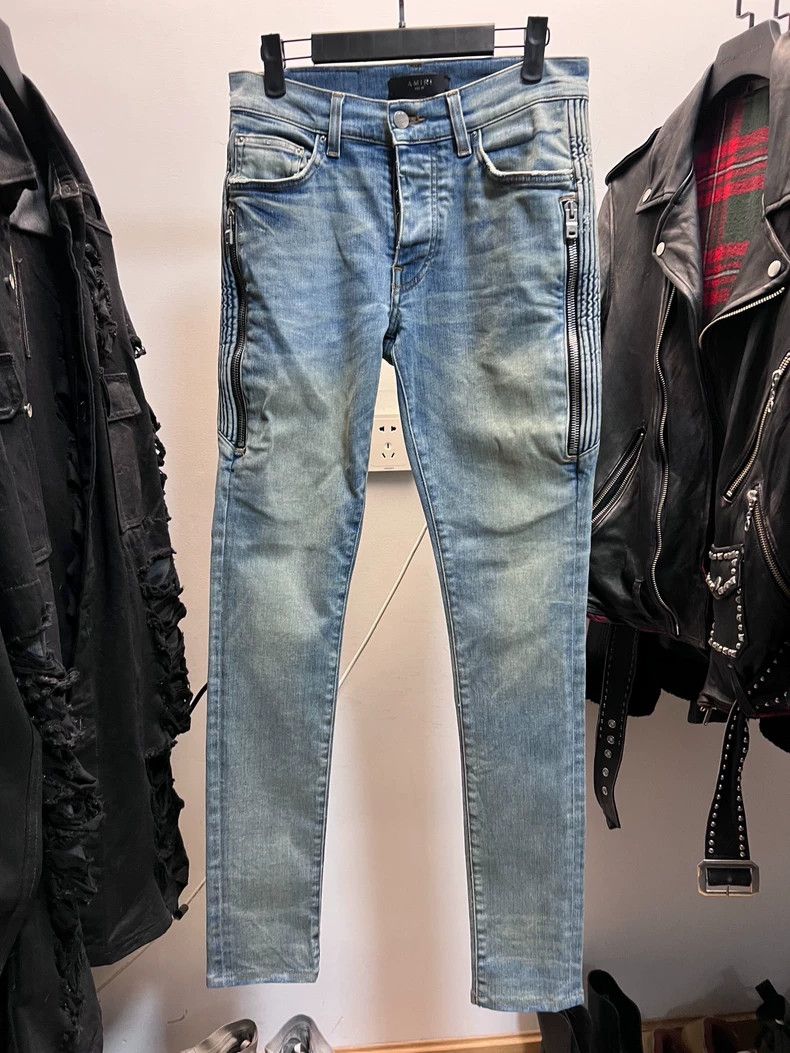 Amiri Amiri Blue Washed Distressed Denim Long Pants Size US 29 - 1 Thumbnail