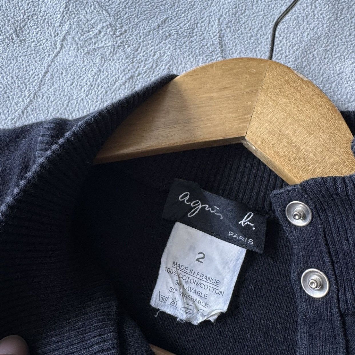 agnes b. Agnès B. Asymmetrical Snap-Button Mock Neck Knit Sweater Size US S / EU 44-46 / 1 - 8 Thumbnail