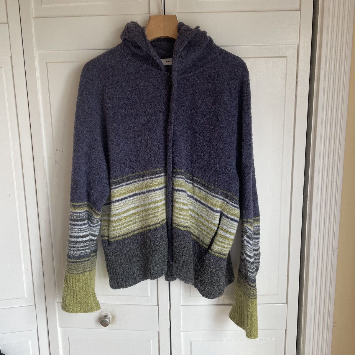image of Kiko Kostadinov Ketra Hoodie Blue Navy/green Tea Stripes, Men's (Size Medium)
