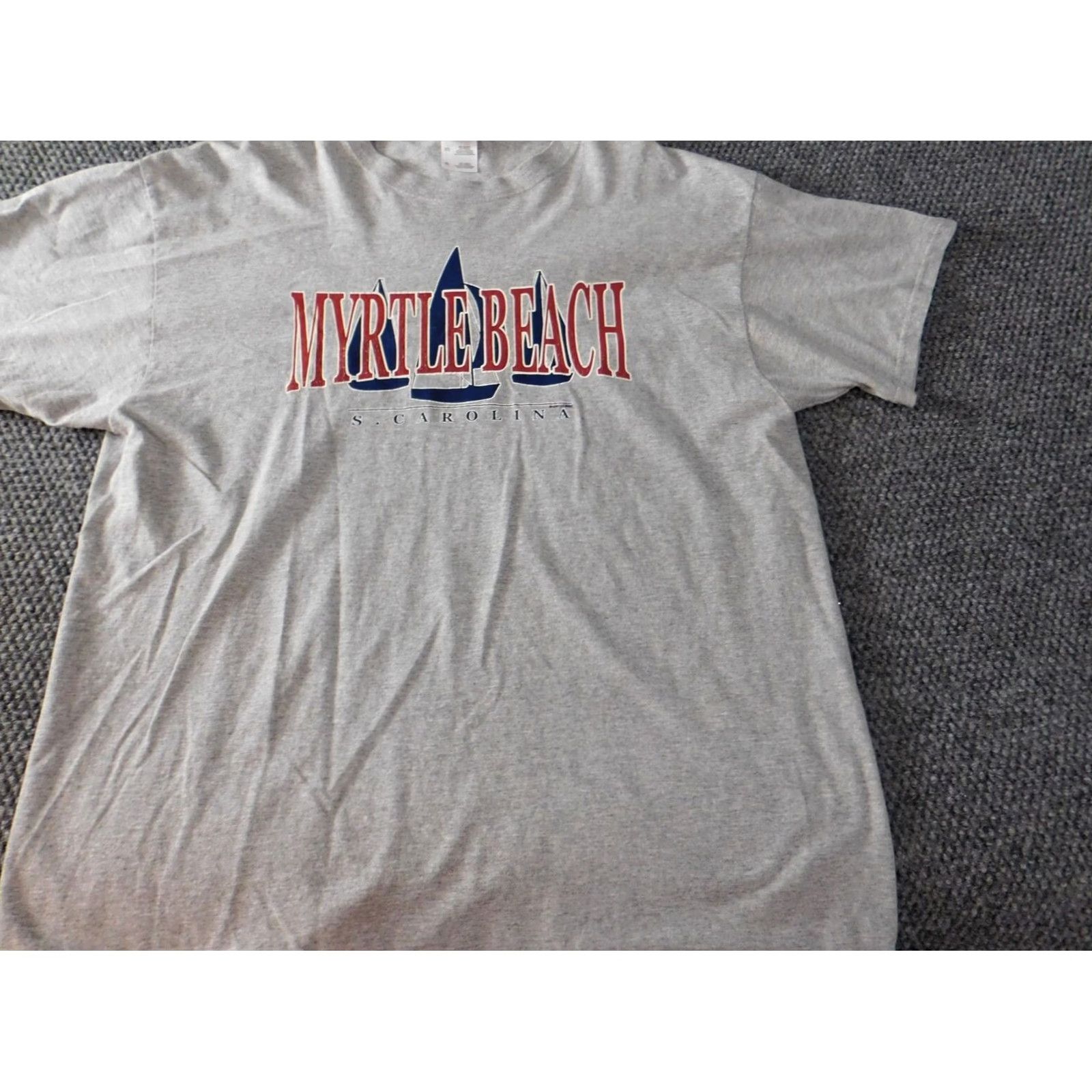 Fruit Of The Loom Myrtle Beach Mens Shirt XL Gray Cotton Knit Short Sleeve Crew Neck Logo T-Shirt Fruit of the Loom Classic, Regular, Men, All Seasons Size US XL / EU 56 / 4 - 2 Thumbnail