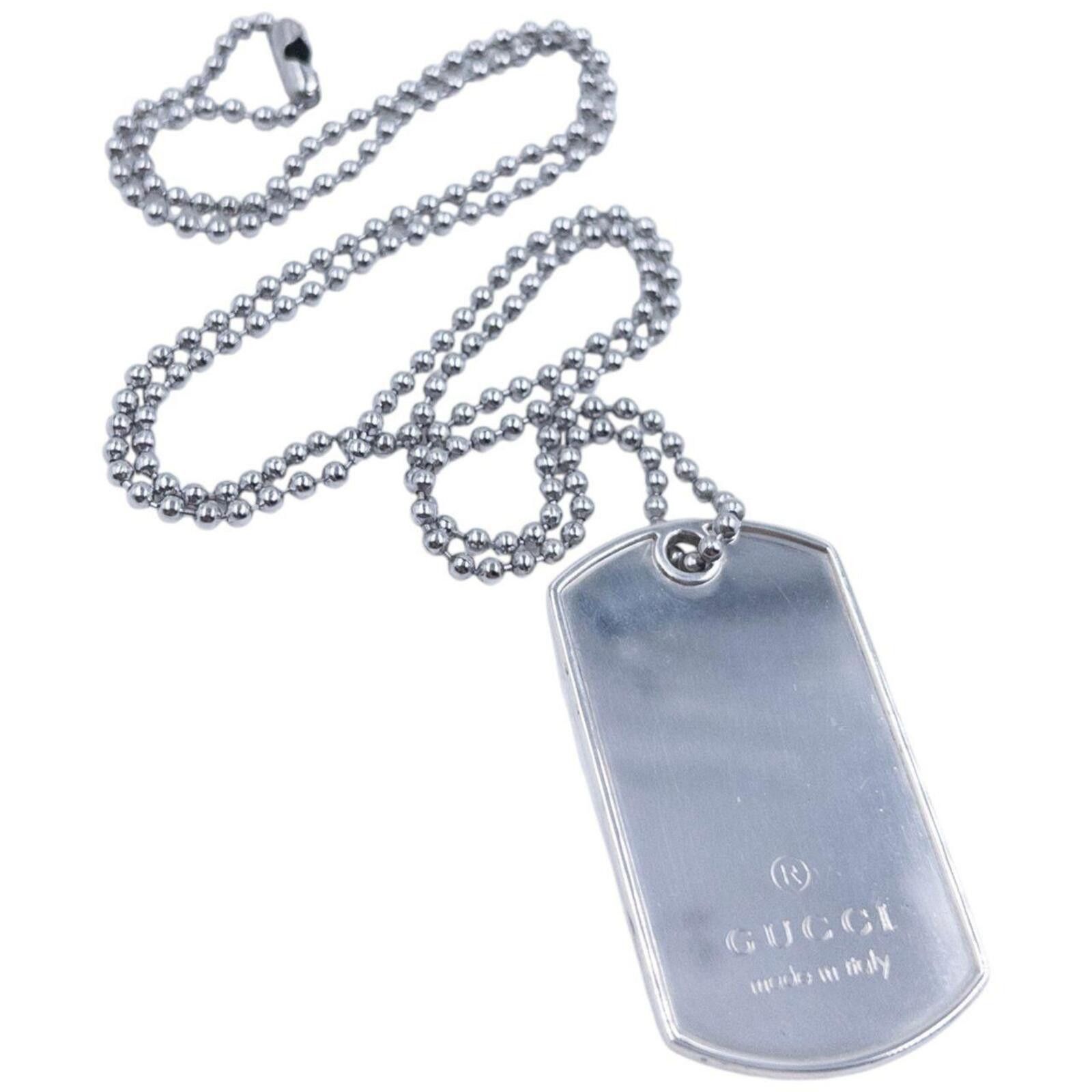 Gucci Vintage 2000s Gucci Embossed Dog Tag Necklace Size ONE SIZE - 1 Thumbnail