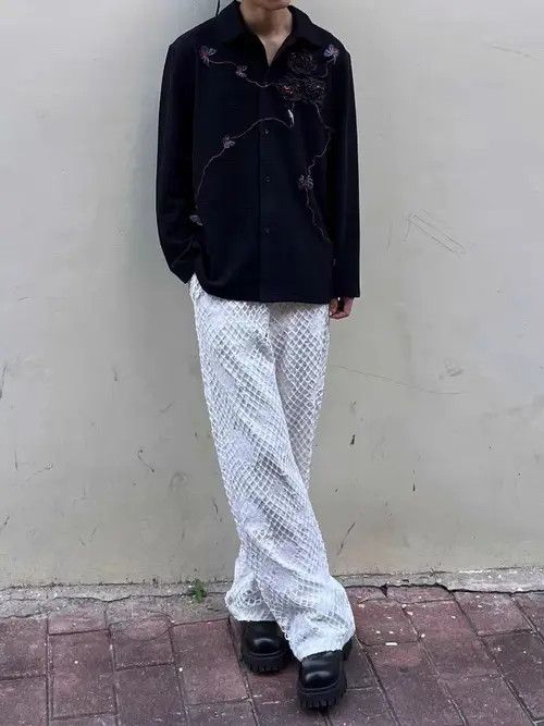 Jean Vintage Y2K double layered fabric ripped baggy trousers Size US 32 / EU 48 - 3 Thumbnail