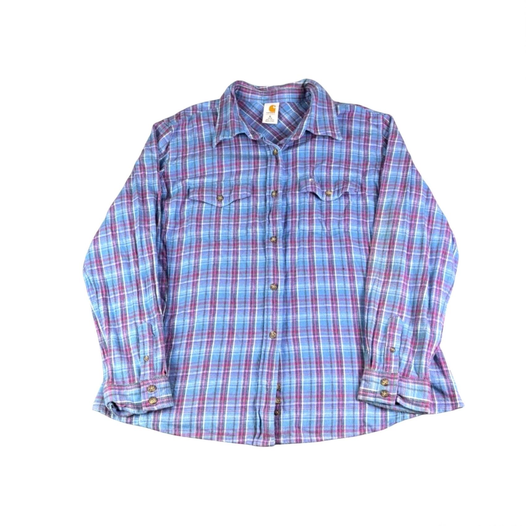 Carhartt Carhartt Shirt Womens Plaid Flannel Multicolor Button Up XL 16/18 Cotton Size L / US 10 / IT 46 - 2 Thumbnail