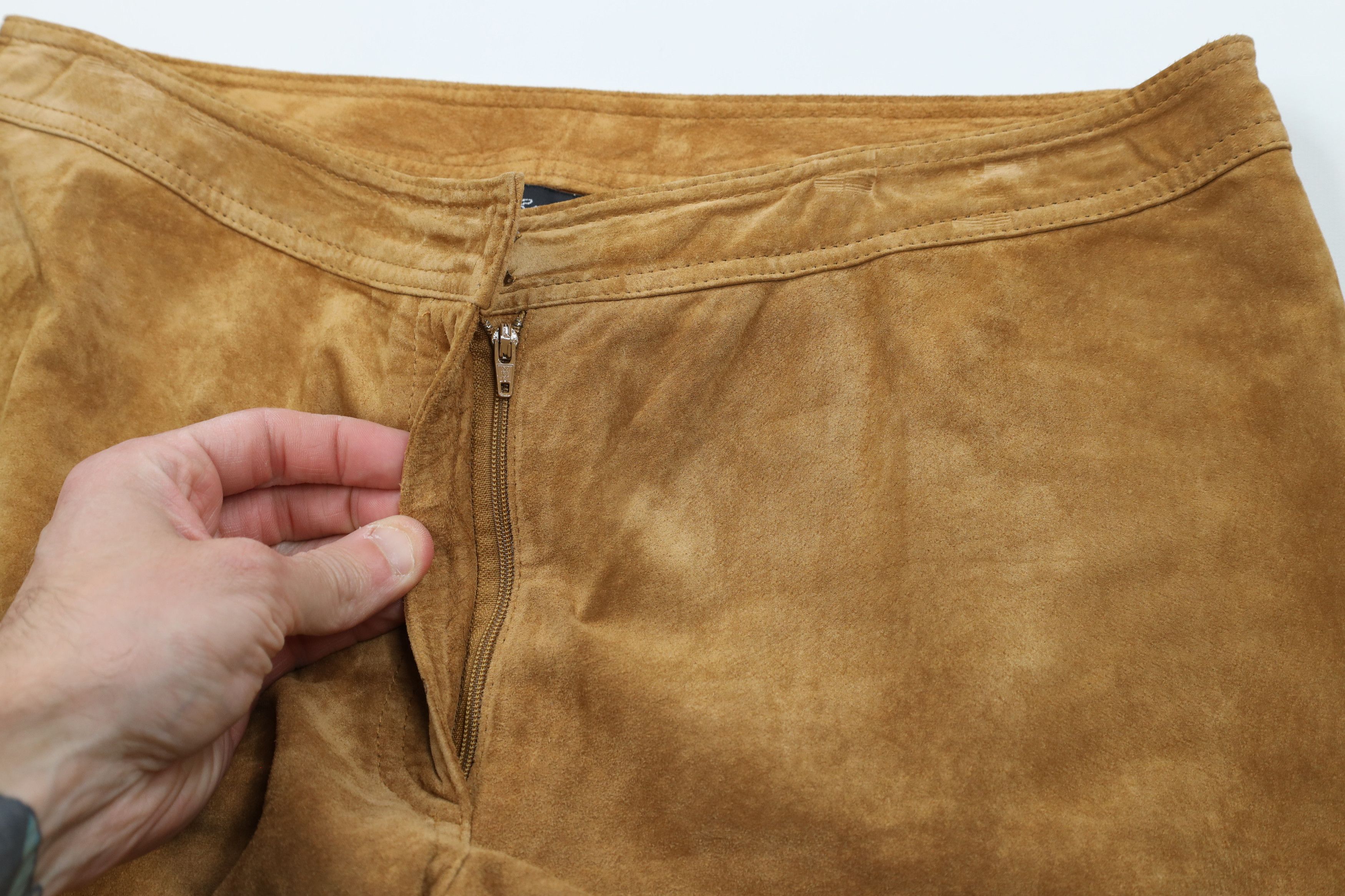 Vintage Vintage 90s Streetwear Leg Suede Leather Pants Brown Size 34" / US 12 / IT 48 - 6 Thumbnail