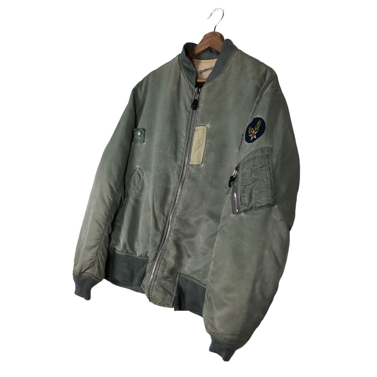 Vintage 🔥Vintage MA-1 Bomber Jacket Houstan Fly Air Forces USA Size US XL / EU 56 / 4 - 2 Thumbnail