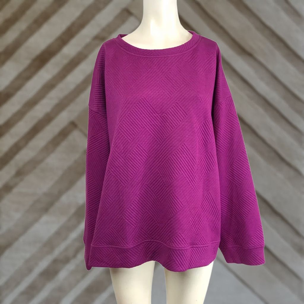 Vintage SEE N BE SEEN PLUS SIZE 2X PURPLE QUILTED TEXTURED CREW NECK SWEATSHIRT Size XXL / US 16-18 / IT 52-54 - 1 Thumbnail