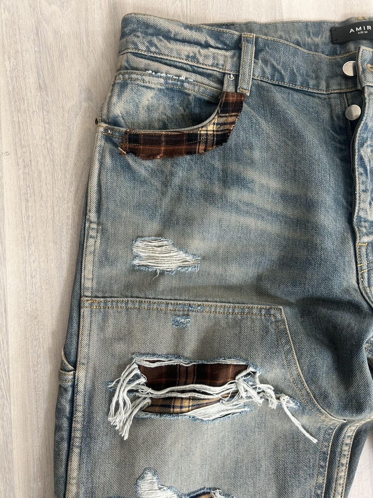 Amiri AMIRI Clay Indigo Plaid Carpenter Jeans SIZE 34 Size US 34 / EU 50 - 5 Thumbnail