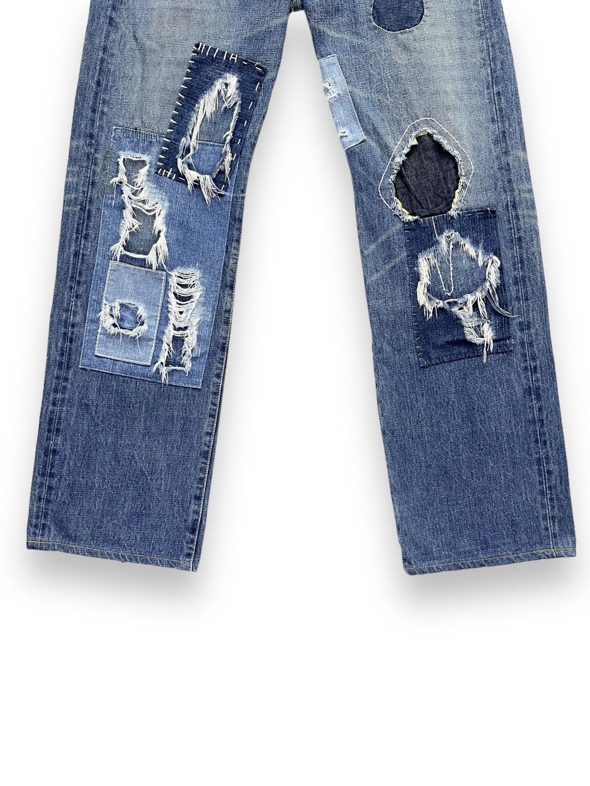Japanese Brand 🔥Grunge Patchwork Distressed Original Selvedge Denim Japan Size US 32 / EU 48 - 10 Thumbnail