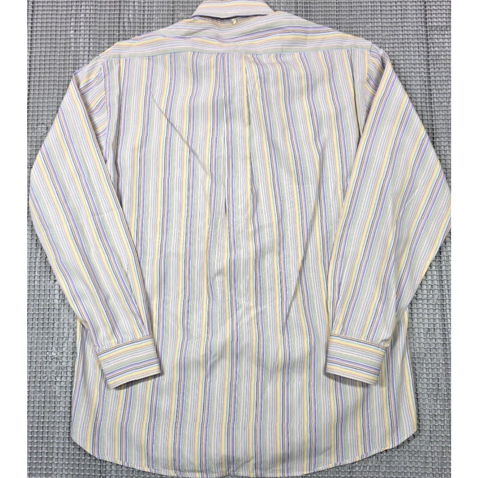 Canali Canali Mens Button Up Multicolor Stripe Dress Shirt Sz M Long Sleeve Italy Made Size 40R - 7 Thumbnail