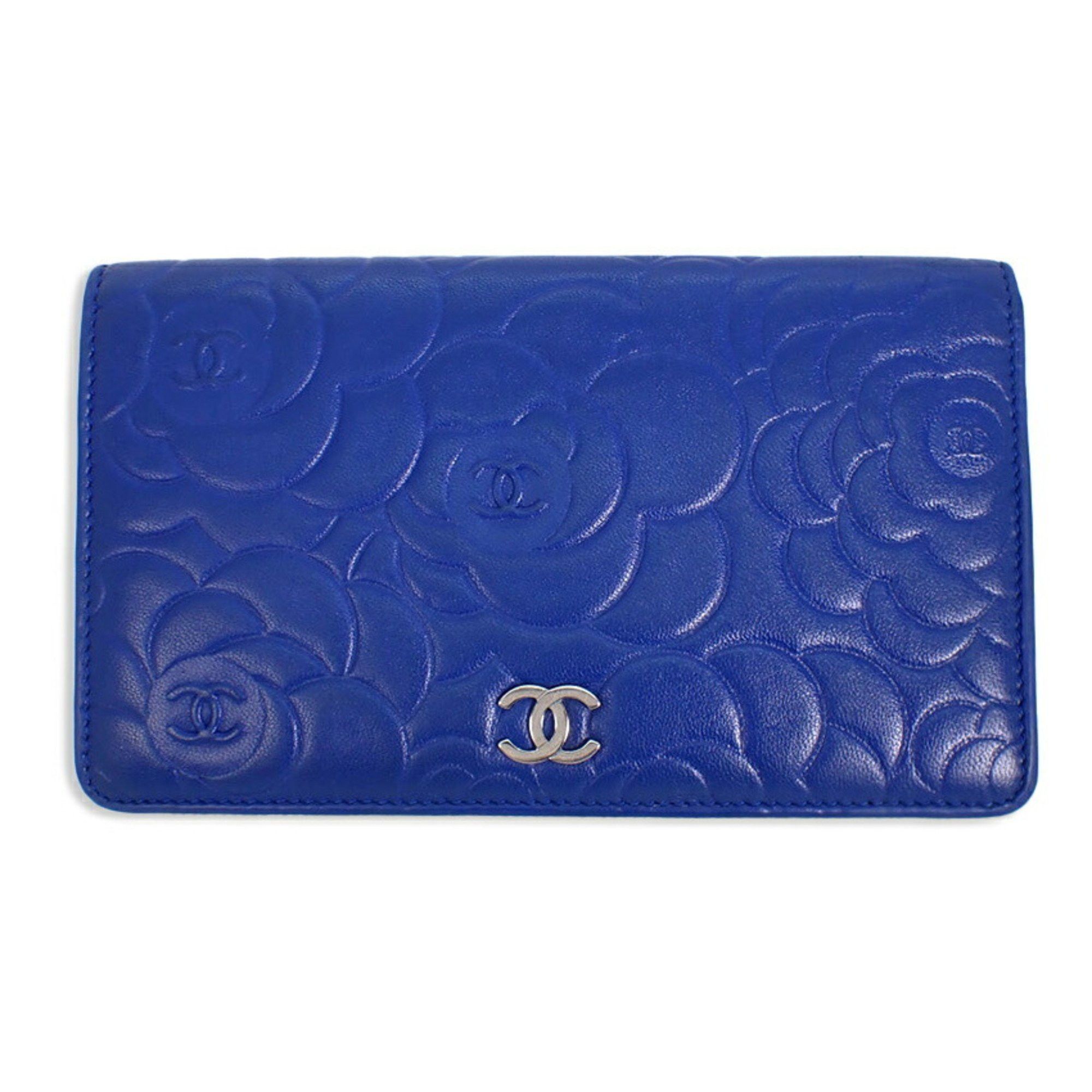 image of Chanel Camellia Blue Long Wallet, Women's