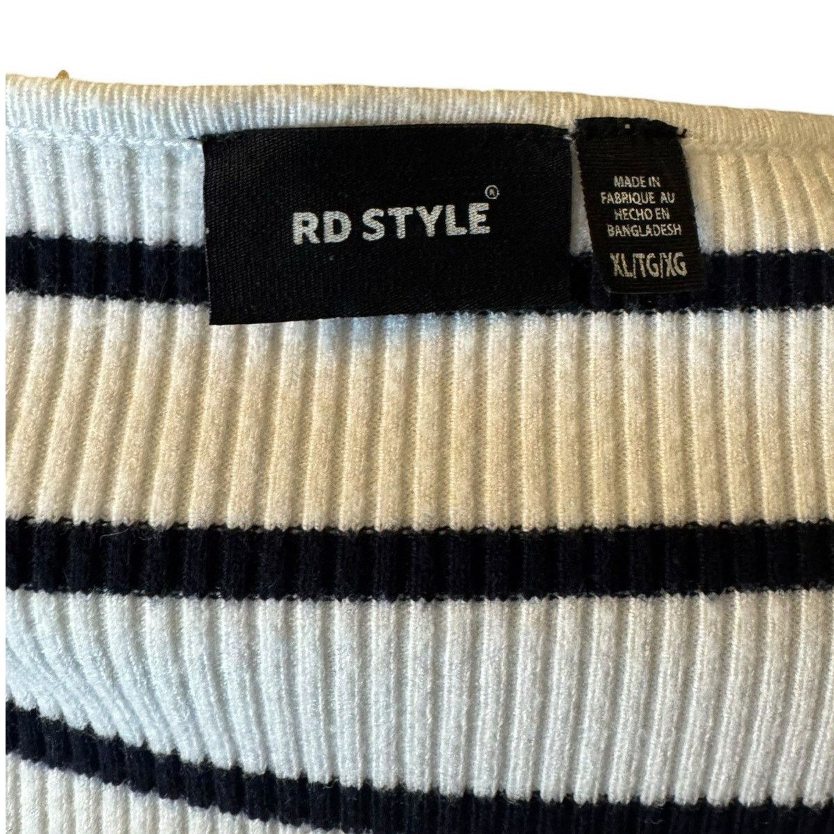 Other RD Style Square Neck Rib Knit Sweater XL Black White Stripe Size XL / US 12-14 / IT 48-50 - 6 Thumbnail