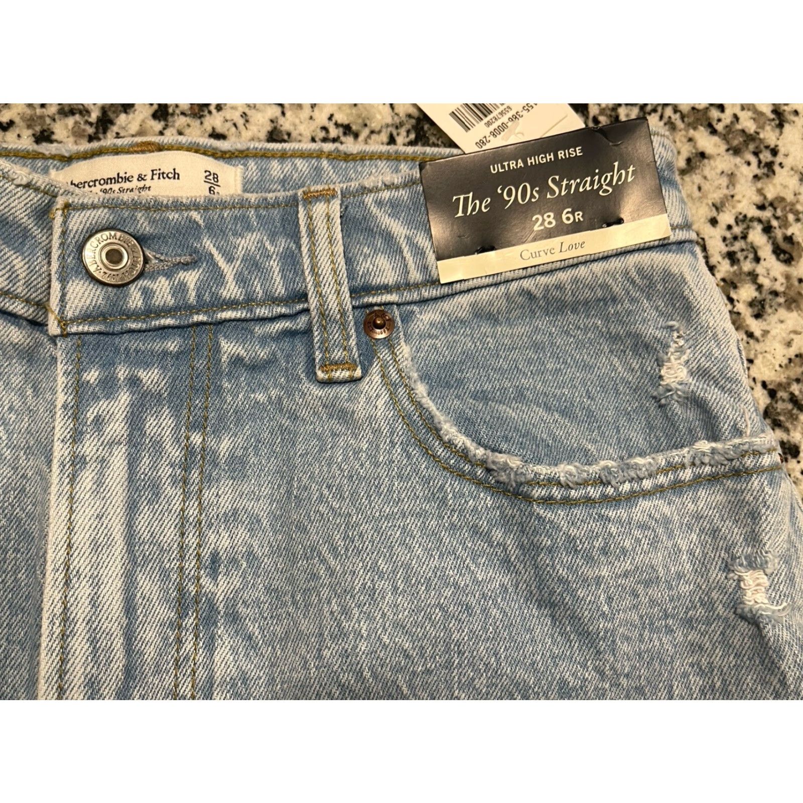 Abercrombie & Fitch VINTAGE Abercrombie & Fitch Ultra High Rise 90s Straight Jeans Women 26 True Waist 26 x 30 Blue Distressed 5-Pocket Mens Womens? Size 26" / US 2 / IT 38 - 3 Thumbnail