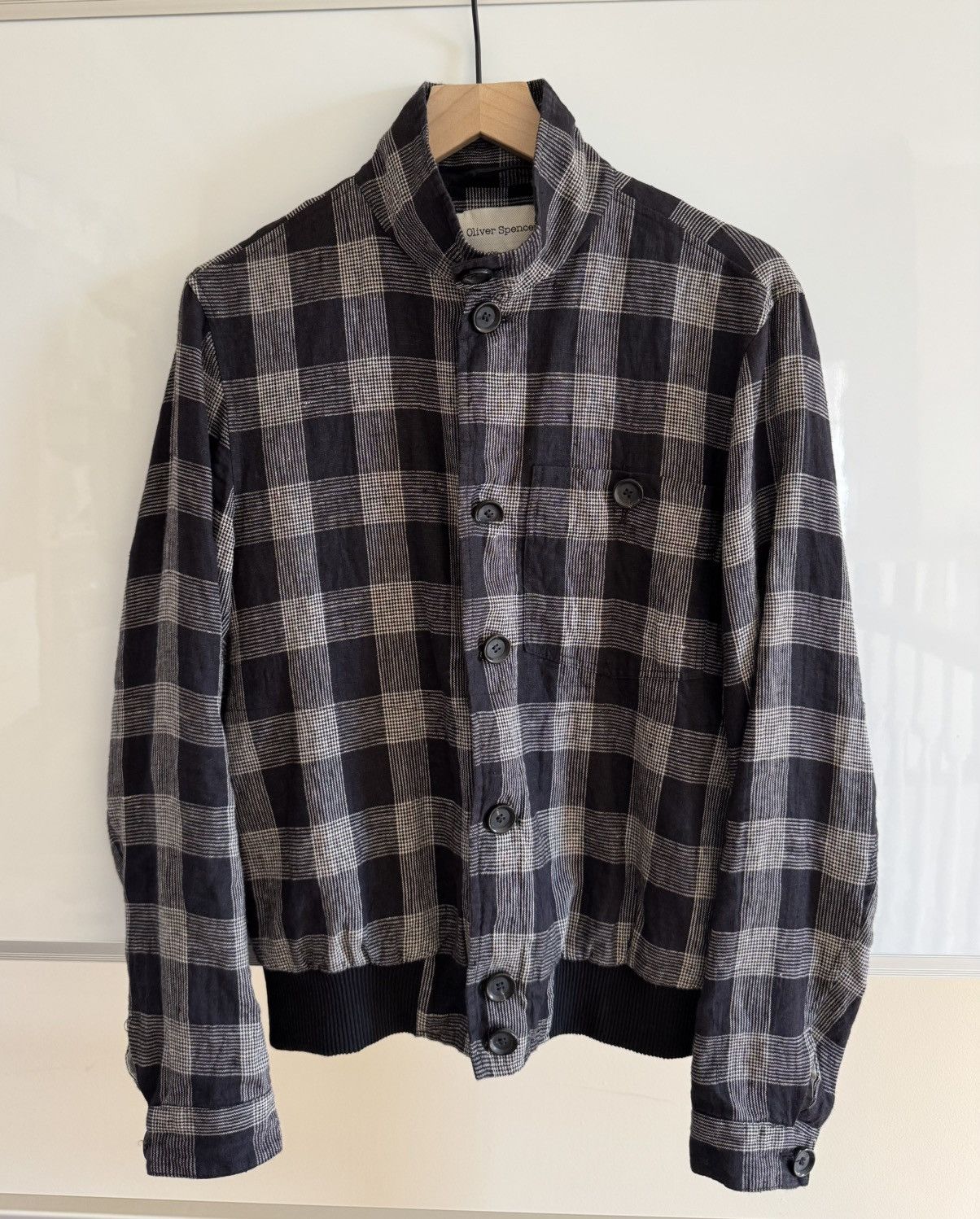 Oliver Spencer Oliver Spencer Ryde Checked Linen Bomber Jacket Size US XS / EU 42 / 0 - 1 Thumbnail