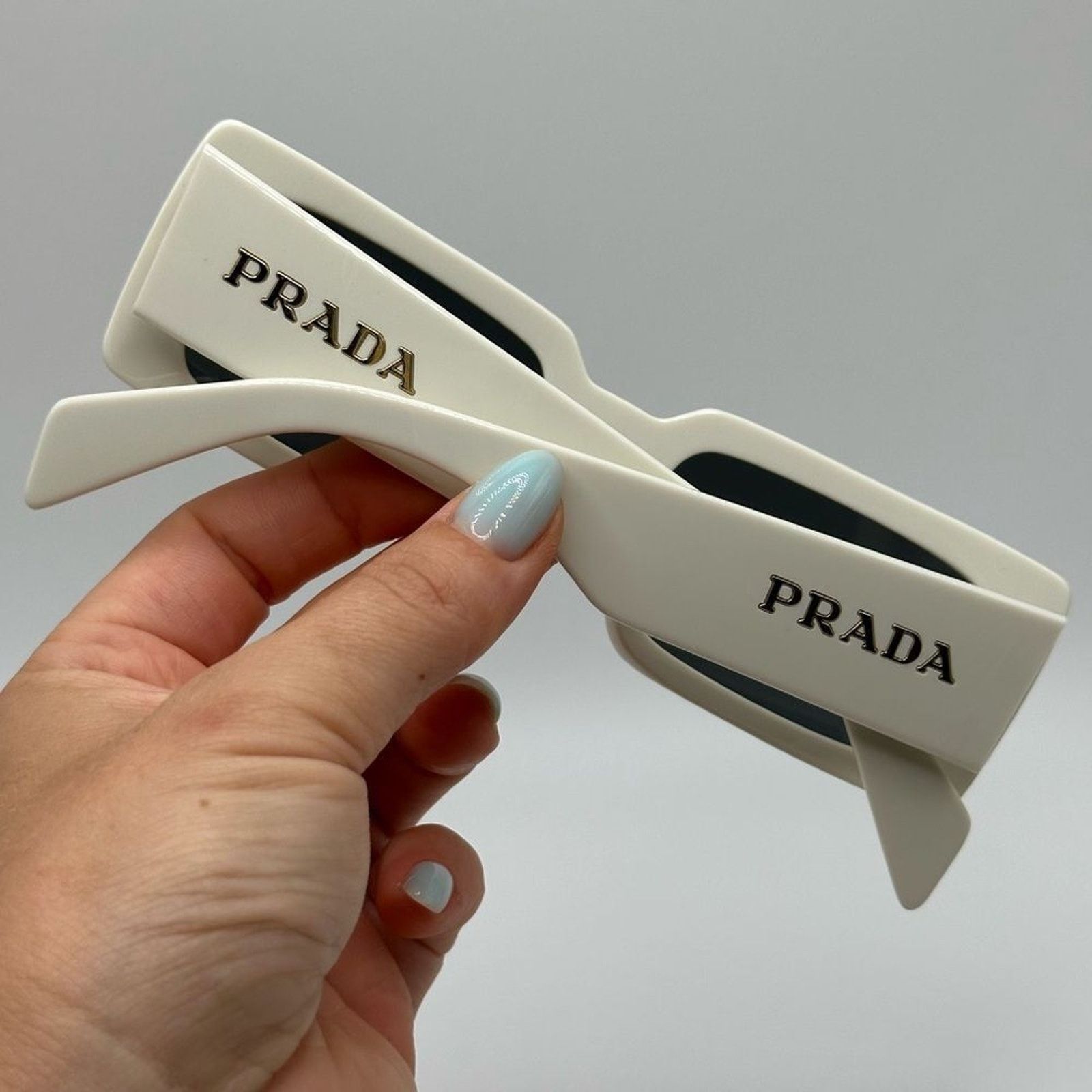 Prada PRADA Sunglasses PRA07S 1425S0 Talc/Dark Grey Women NEW Size ONE SIZE - 9 Thumbnail