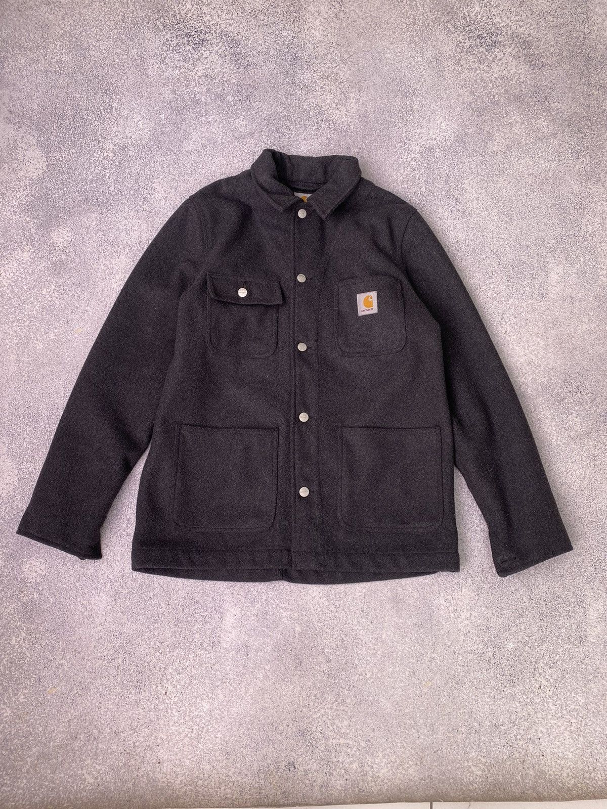Carhartt × Vintage Vintage Carhartt woolen gil grey Coat Size US L / EU 52-54 / 3 - 1 Thumbnail