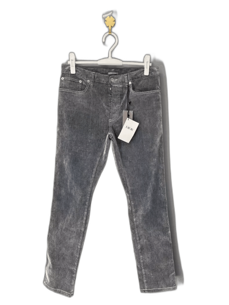 Dior Dior Gray Velvet Embroidered Denim Pants-yf Size US 30 / EU 46 - 1 Thumbnail