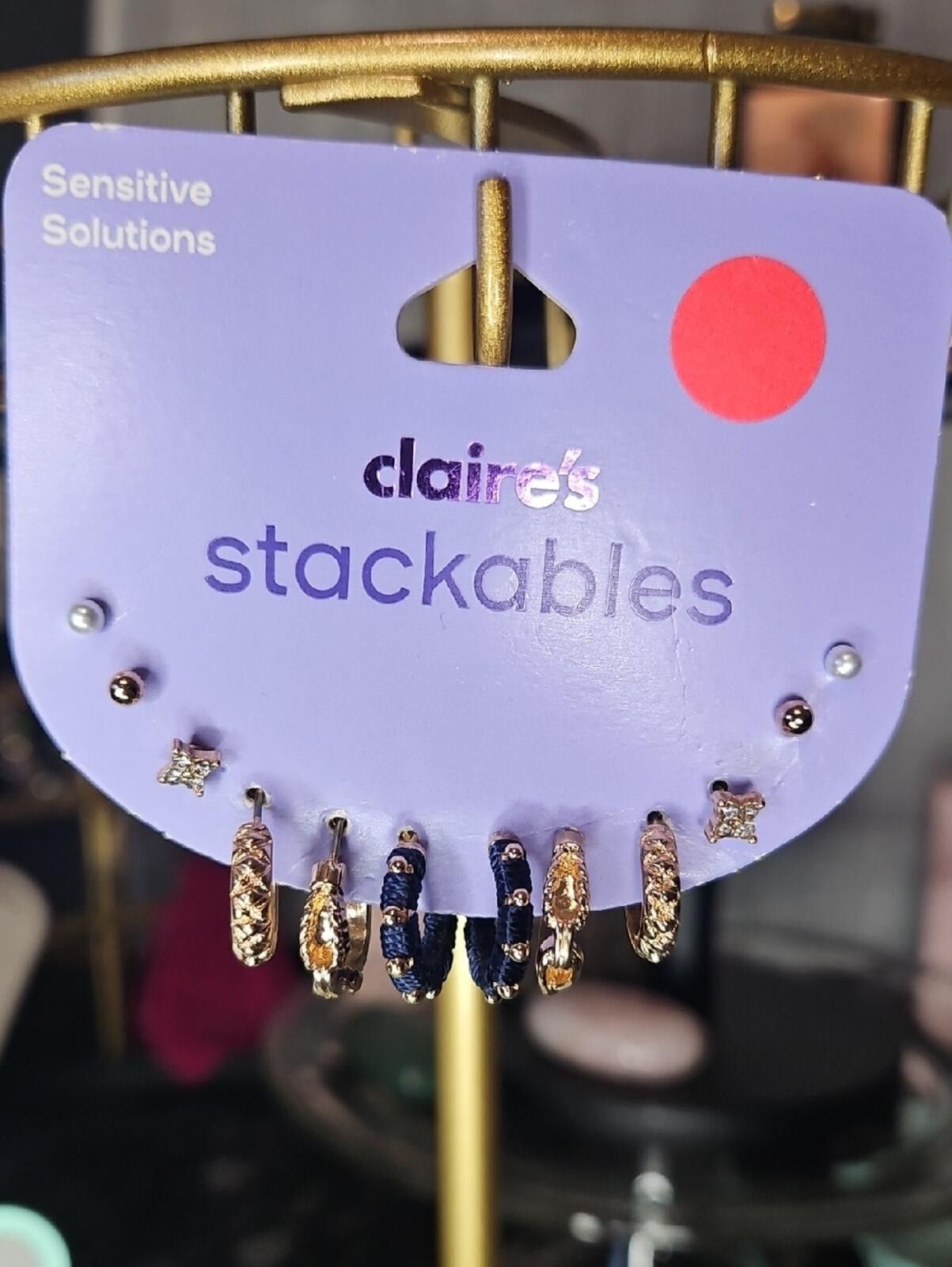 Other Claire's Gold and Navy Stackable Earring Set - 2 sets Size ONE SIZE - 1 Thumbnail