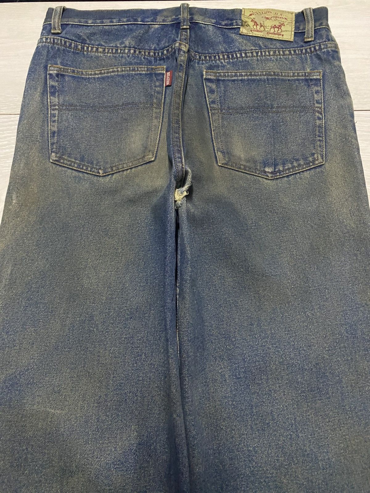 Evisu Relation Mud Wash Vintage Distressed Baggy Wide Leg Jeans Size US 33 - 4 Thumbnail