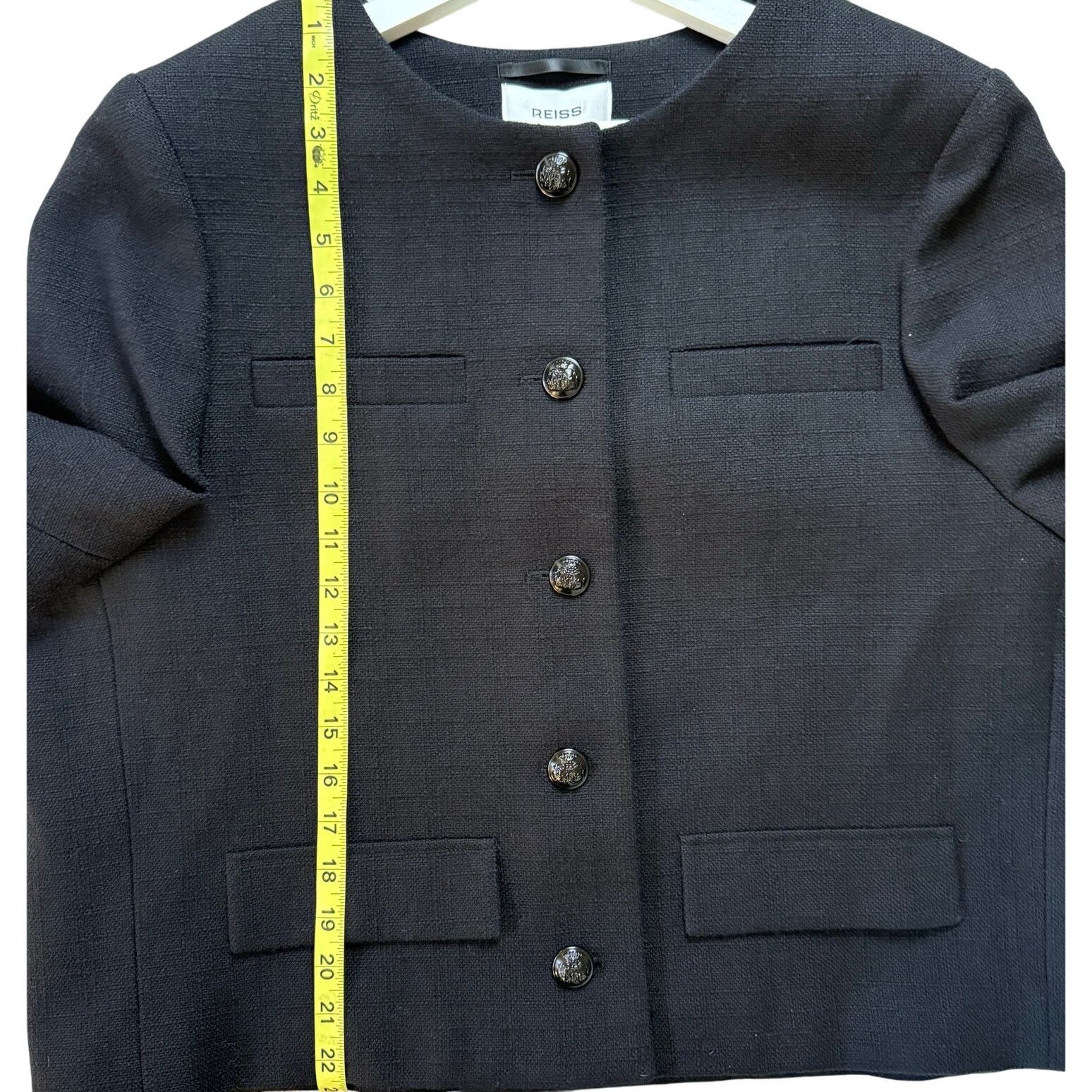 Reiss REISS Nola Cropped Wool Jacket - Black Size XL / US 12-14 / IT 48-50 - 9 Thumbnail