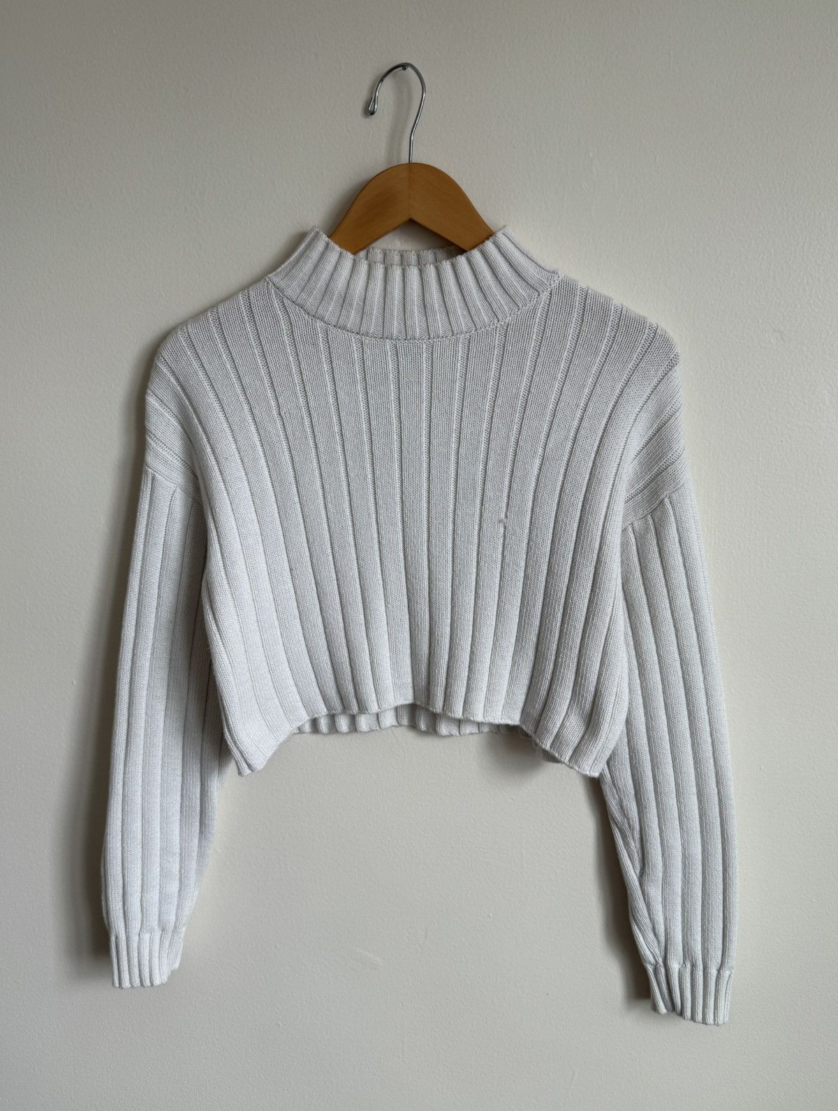 Kendall And Kylie Kendall & Kylie Ribbed Cropped Sweater XS Mock Neck Pullover Size XS / US 0-2 / IT 36-38 - 1 Thumbnail