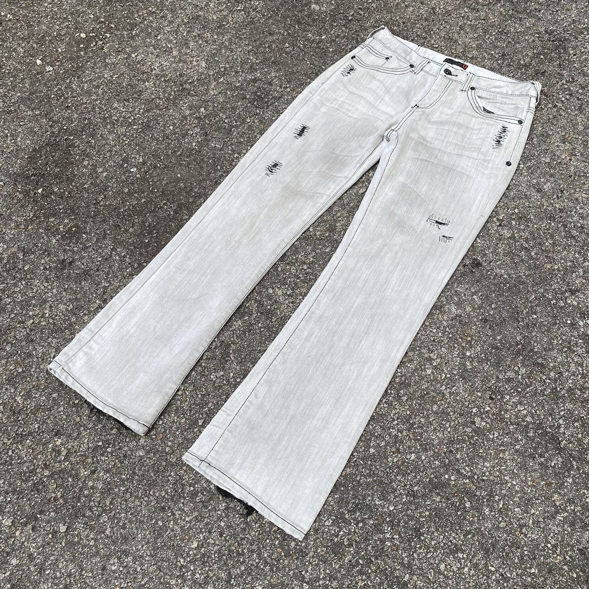 Guess Flare Jeans G By Guess Low Boot Cut Distressed Denim Size US 33 - 2 Thumbnail