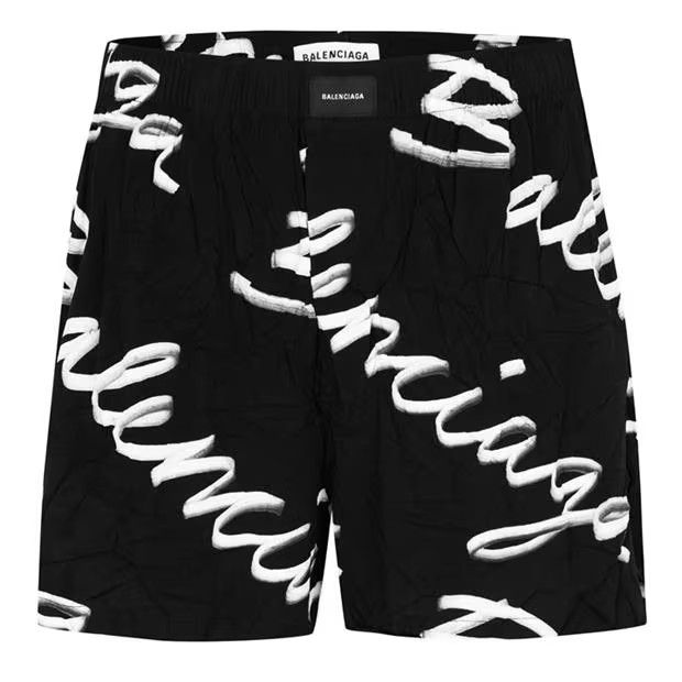 Balenciaga o1g2r1mq0924 Logo Boxer Shorts in Black & White Size 27" / US 4 / IT 40 - 1 Thumbnail