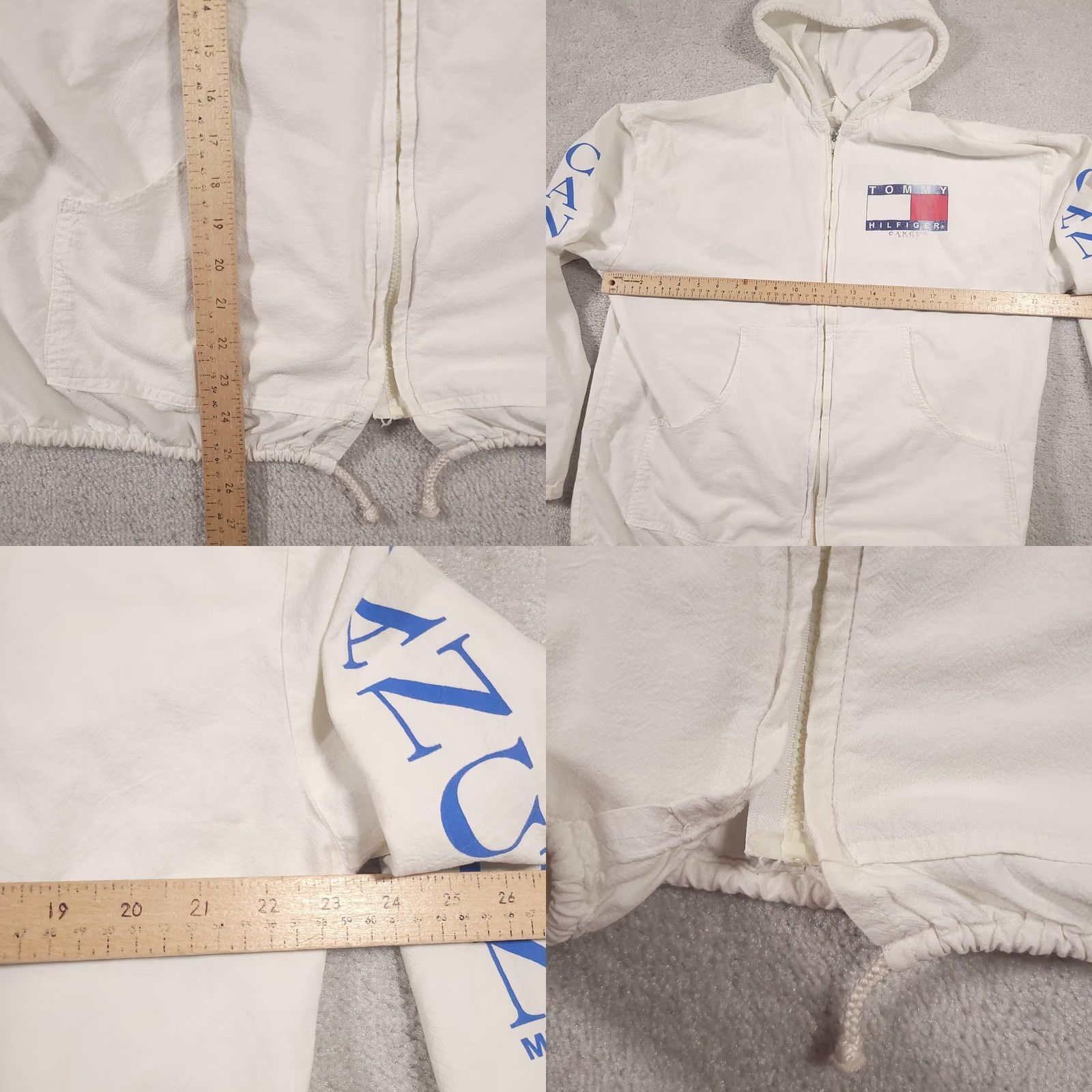 Tommy Hilfiger Tommy Hilfiger Jacket Mens L White Cancun Mexico Full Zip Hoodie Spell Out Windbreaker Light Weight Pockets Logo Zipper Size US L / EU 52-54 / 3 - 9 Thumbnail