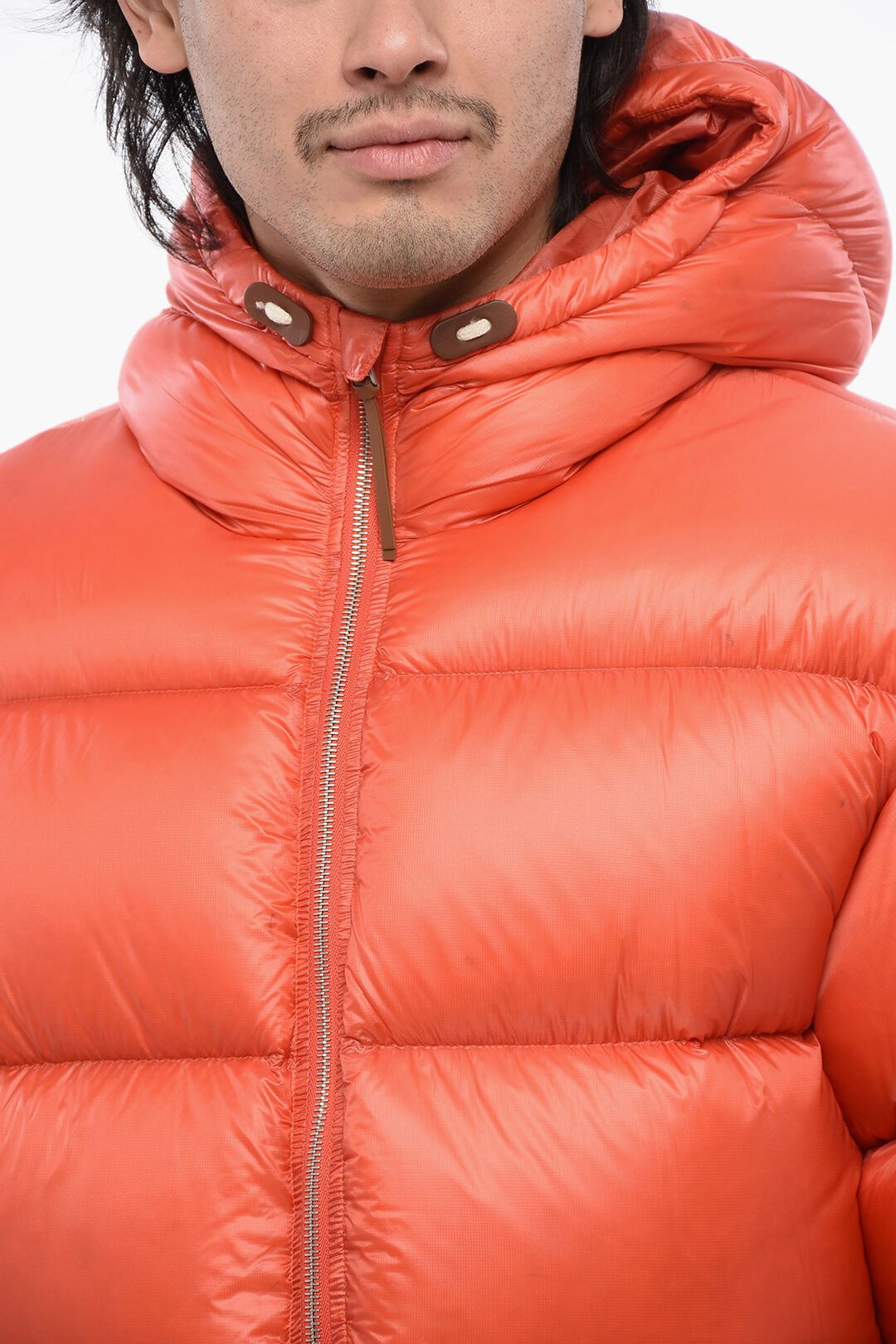 Jil Sander og1mm0625 Rip-Stop Quilted Hooded Down Jacket in Red Size US M / EU 48-50 / 2 - 3 Thumbnail