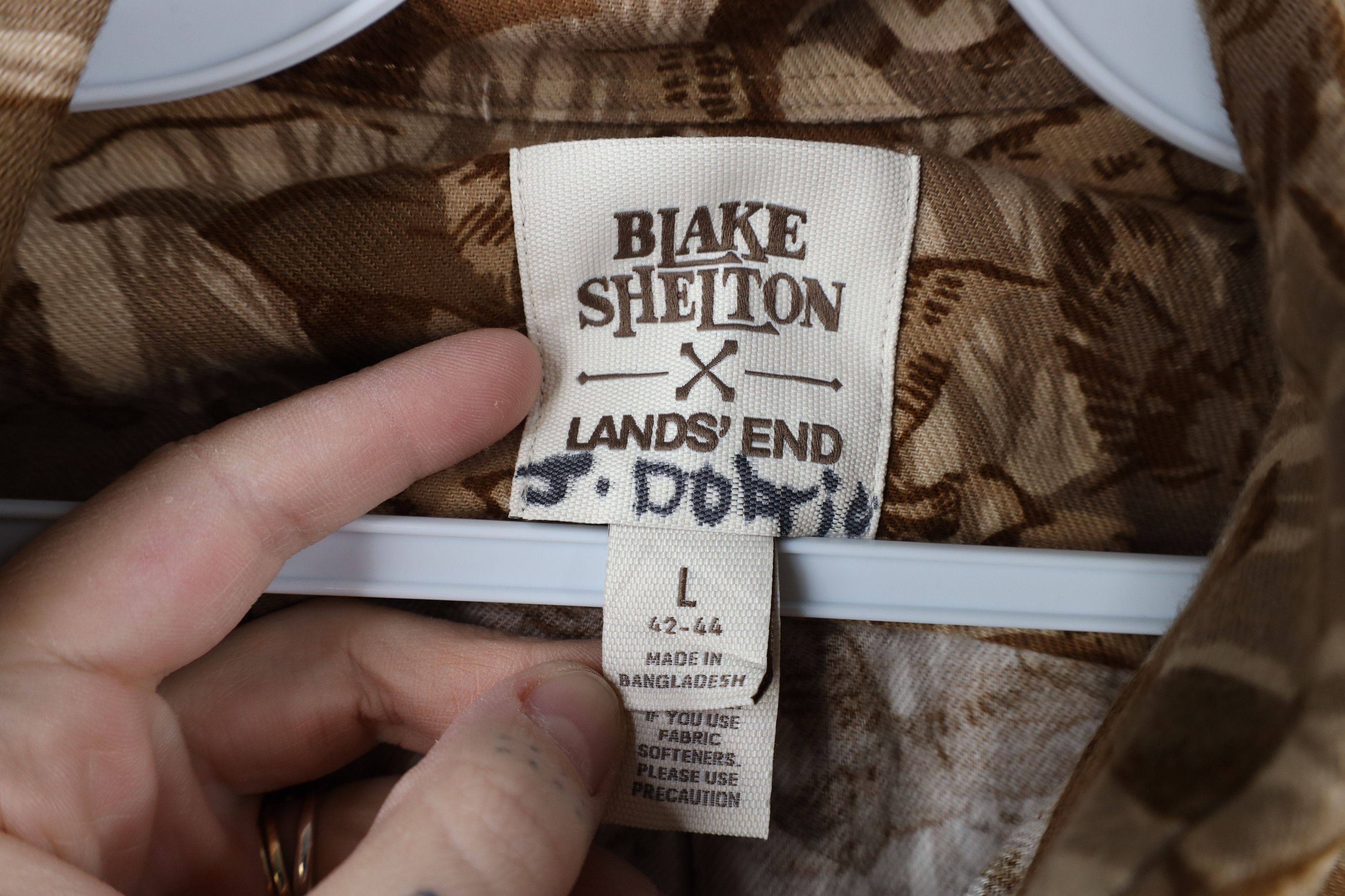 Lands' End × Vintage Lands End x Blake Shelton Camouflage Over Print Button Shirt Size US L / EU 52-54 / 3 - 6 Thumbnail