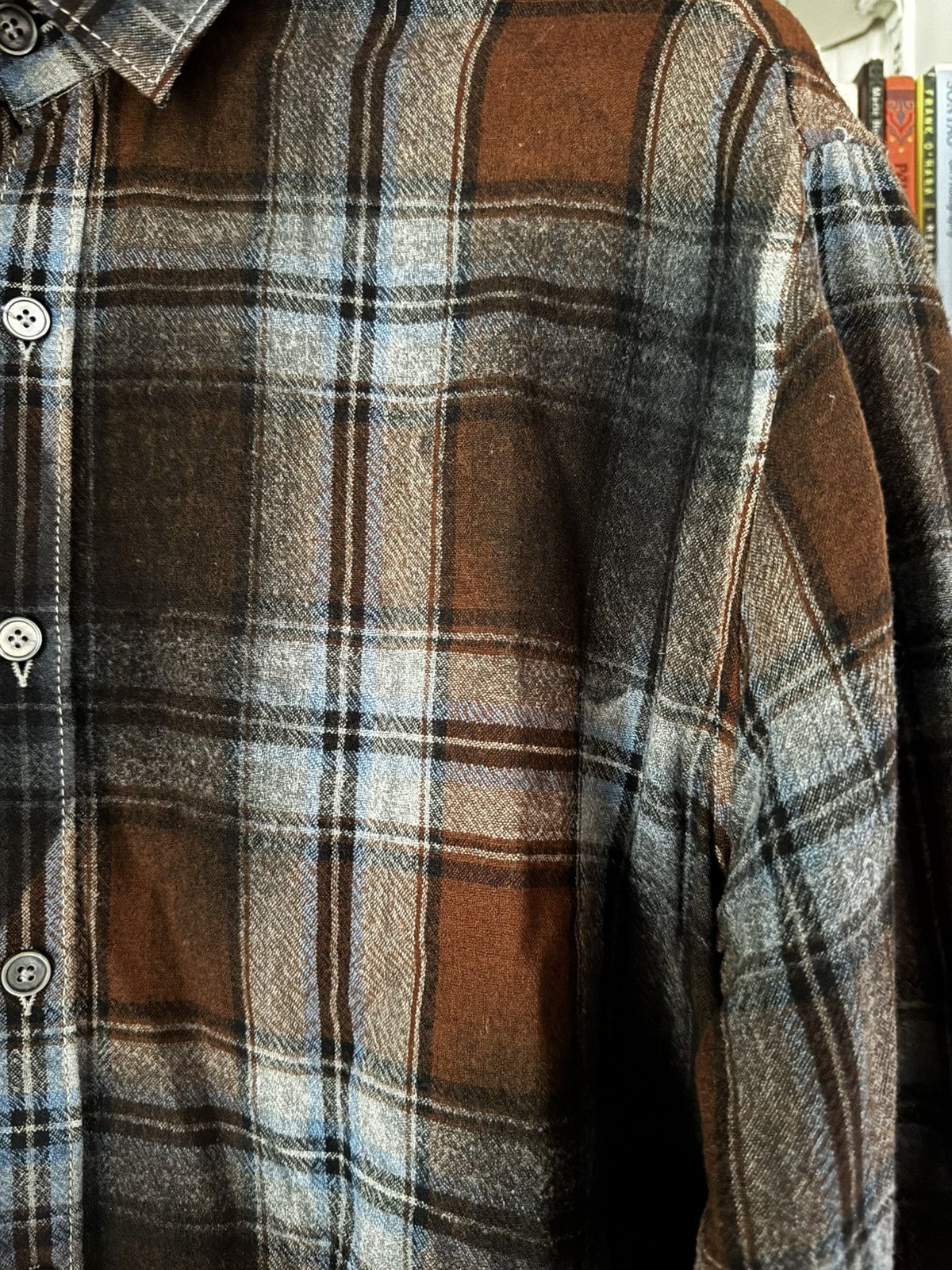 Lanvin Lanvin Flannel Wool Spray Paint Effect Plaid Shirt Size US L / EU 52-54 / 3 - 3 Thumbnail