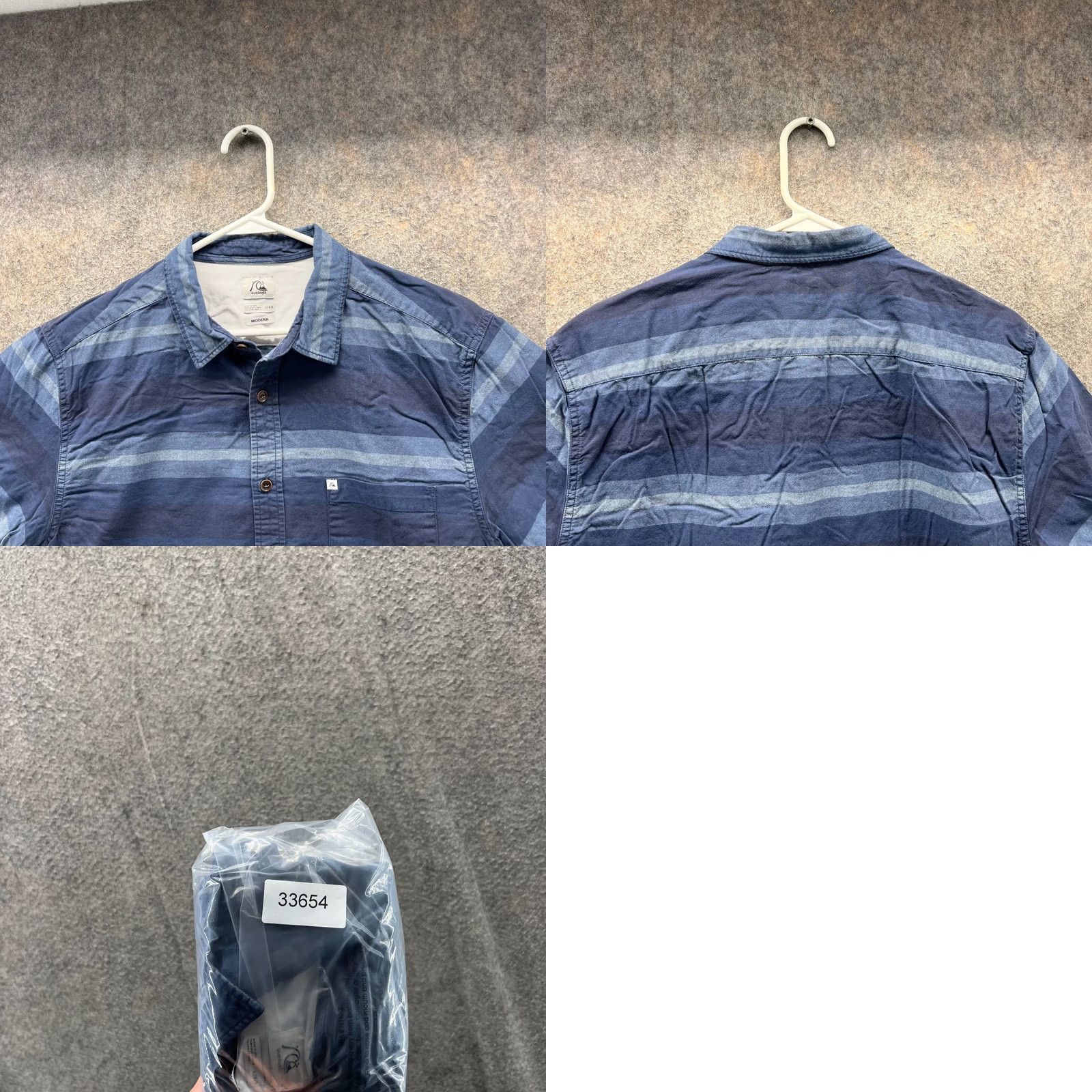 Quiksilver VINTAGE Quiksilver Shirt Mens L Blue Button-Down Striped Short Sleeve Size US L / EU 52-54 / 3 - 8 Thumbnail