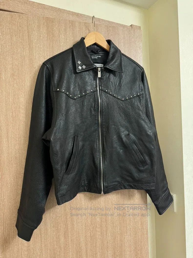 Enfants Riches Deprimes Black Leather Jacket with Silver Studs. Size US M / EU 48-50 / 2 - 3 Thumbnail