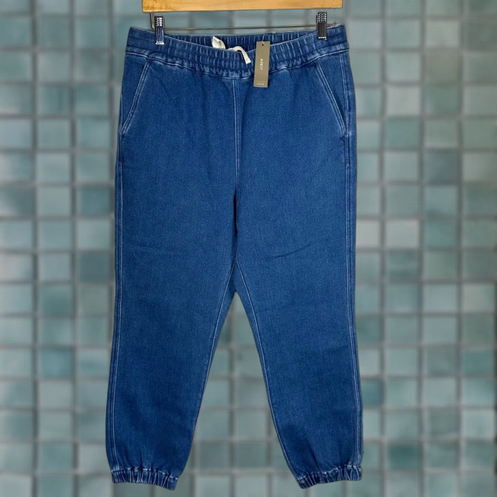 J.Crew J.Crew Knit Denim Joggers Blue Indigo Stretch Drawstring Pants Petite Size 36" / US 14 / IT 50 - 1 Thumbnail