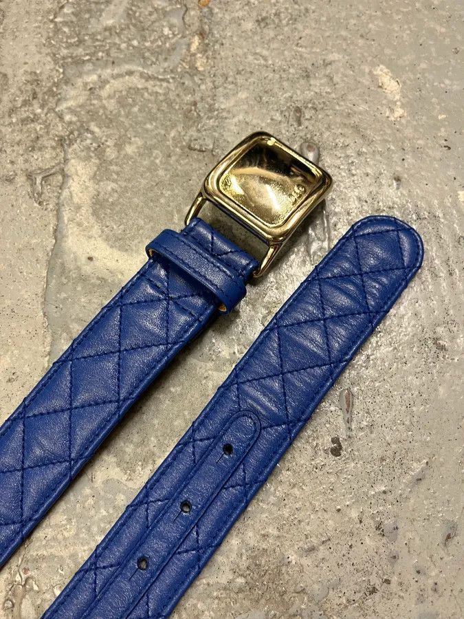 Dolce & Gabbana × Vintage 2000s Dolce & Gabbana Navy Leather Belt Size ONE SIZE - 3 Thumbnail