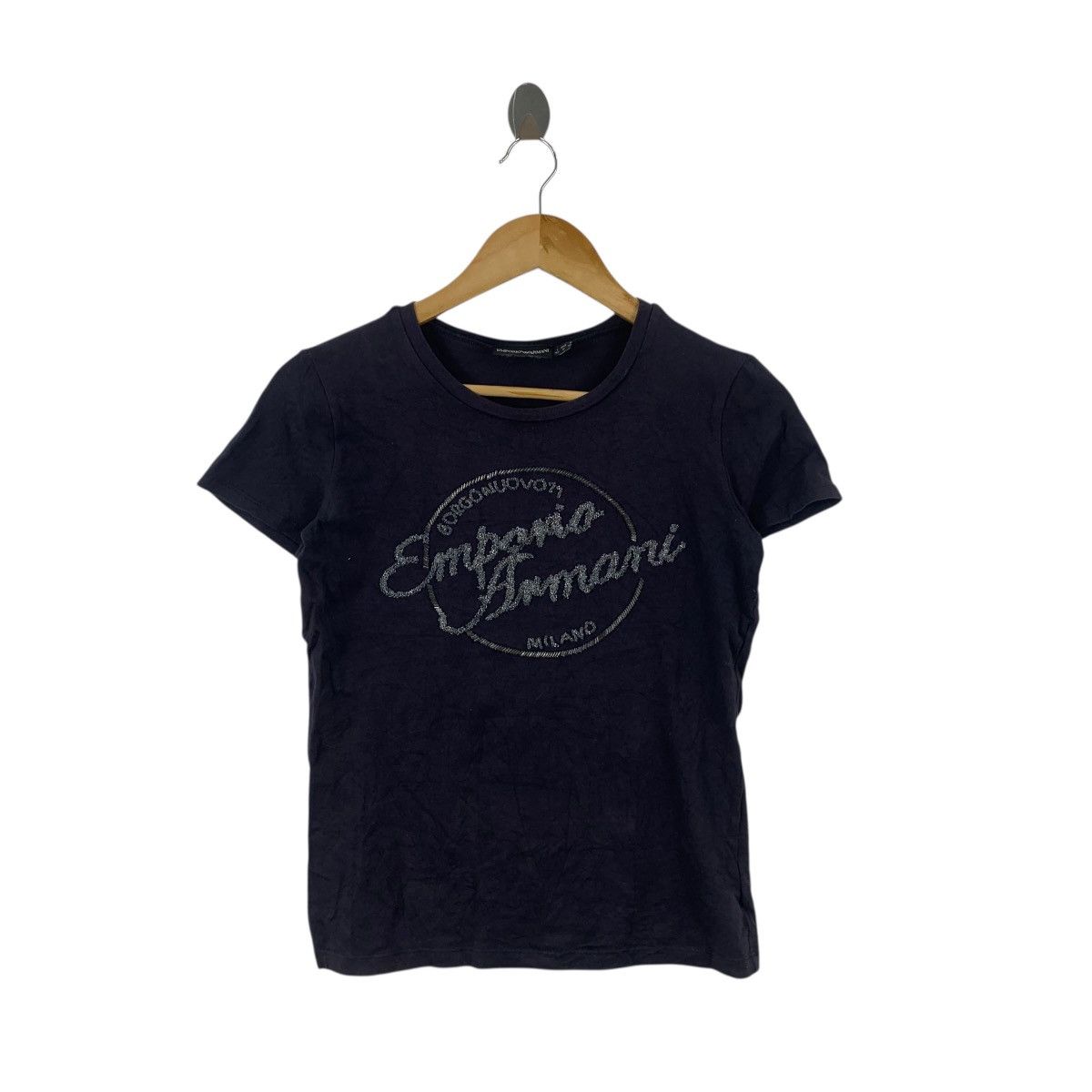 Emporio Armani EMPORIO ARMANI GIORGIO Milano Rhinestone Bling Tee Shirt Size XS / US 0-2 / IT 36-38 - 4 Thumbnail