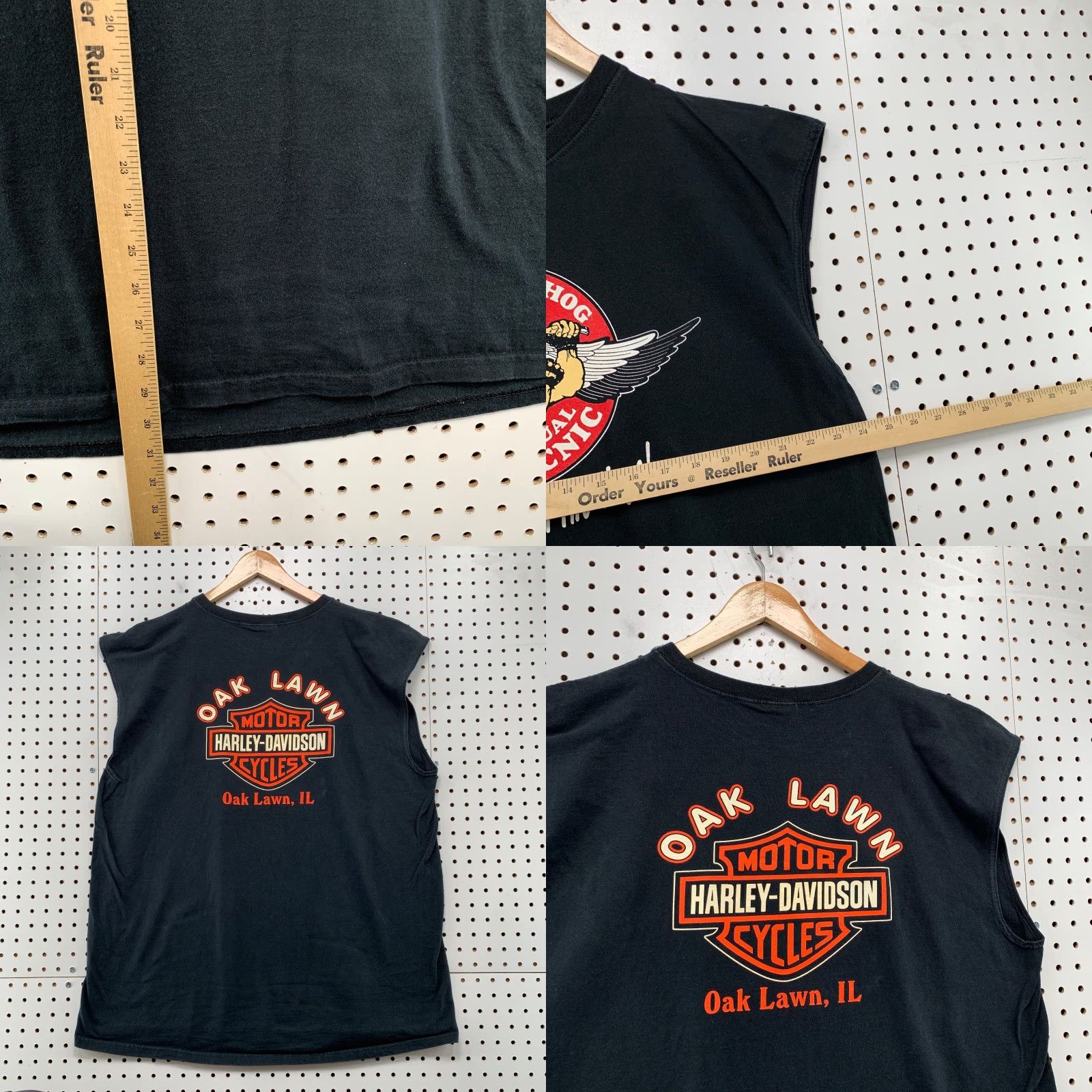 Fruit Of The Loom VINTAGE Harley Davidson Pig Picnic Shirt Mens XL Sleeveless Black Cotton 90s Biker Motorcycle Mens XL Size US XL / EU 56 / 4 - 8 Thumbnail