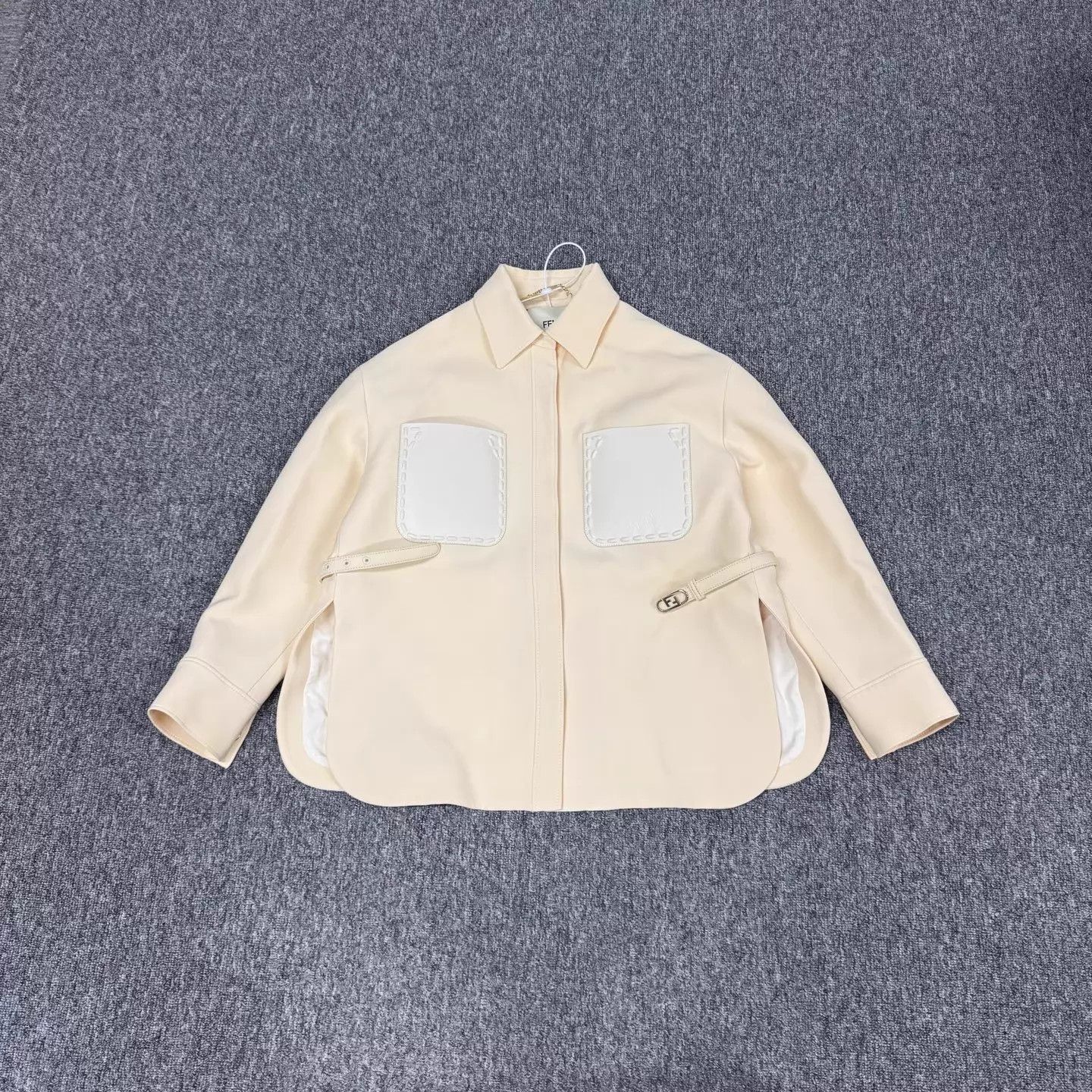 Fendi Fendi Beige Shirt Jacket w/ Leather Pocket FF Belt 40 NWT Size S / US 4 / IT 40 - 1 Thumbnail