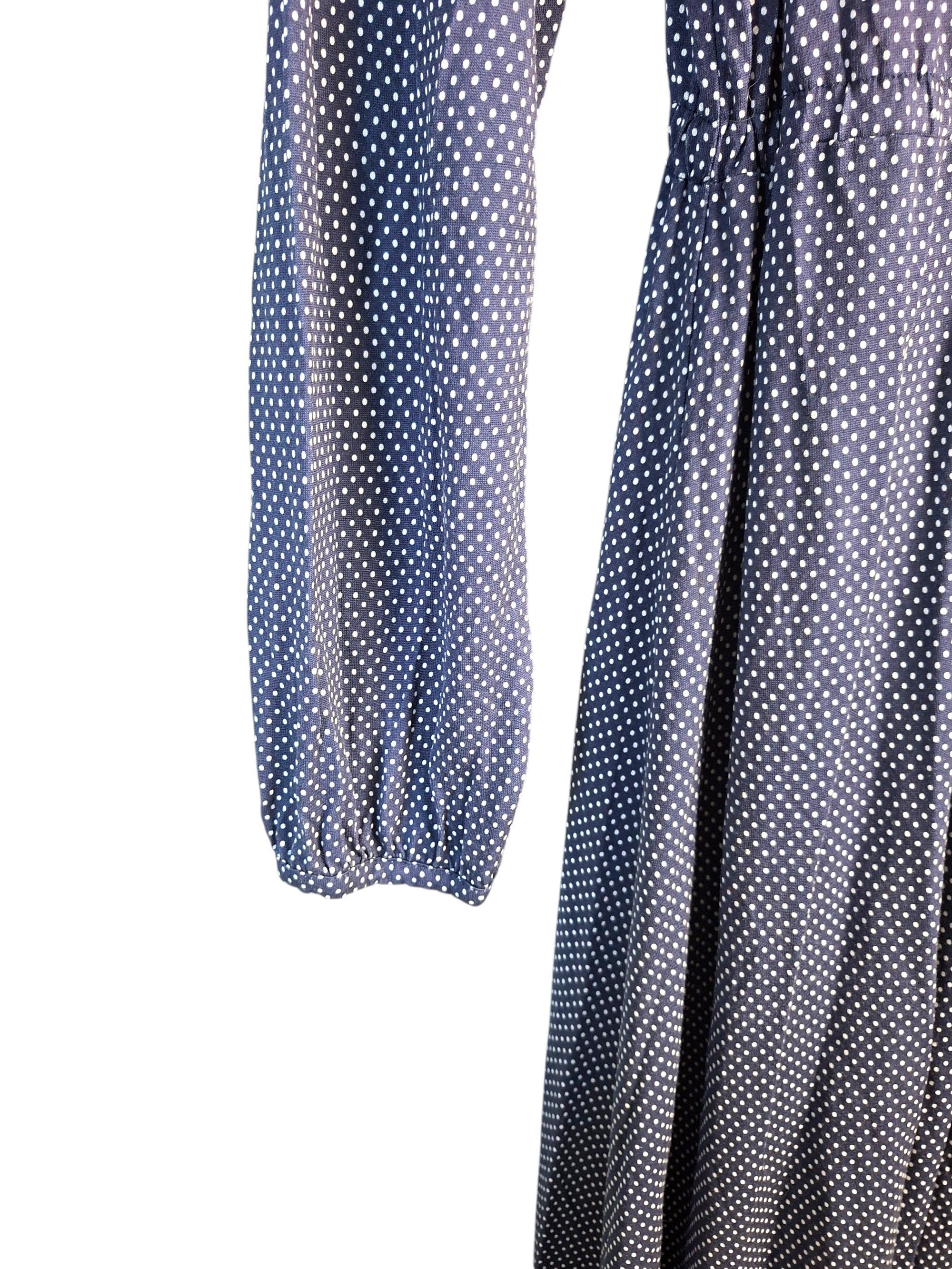 A.P.C. A.P.C. Navy Polka Dot Wrap Dress | Parisian Chic Midi Size M / US 6-8 / IT 42-44 - 5 Thumbnail