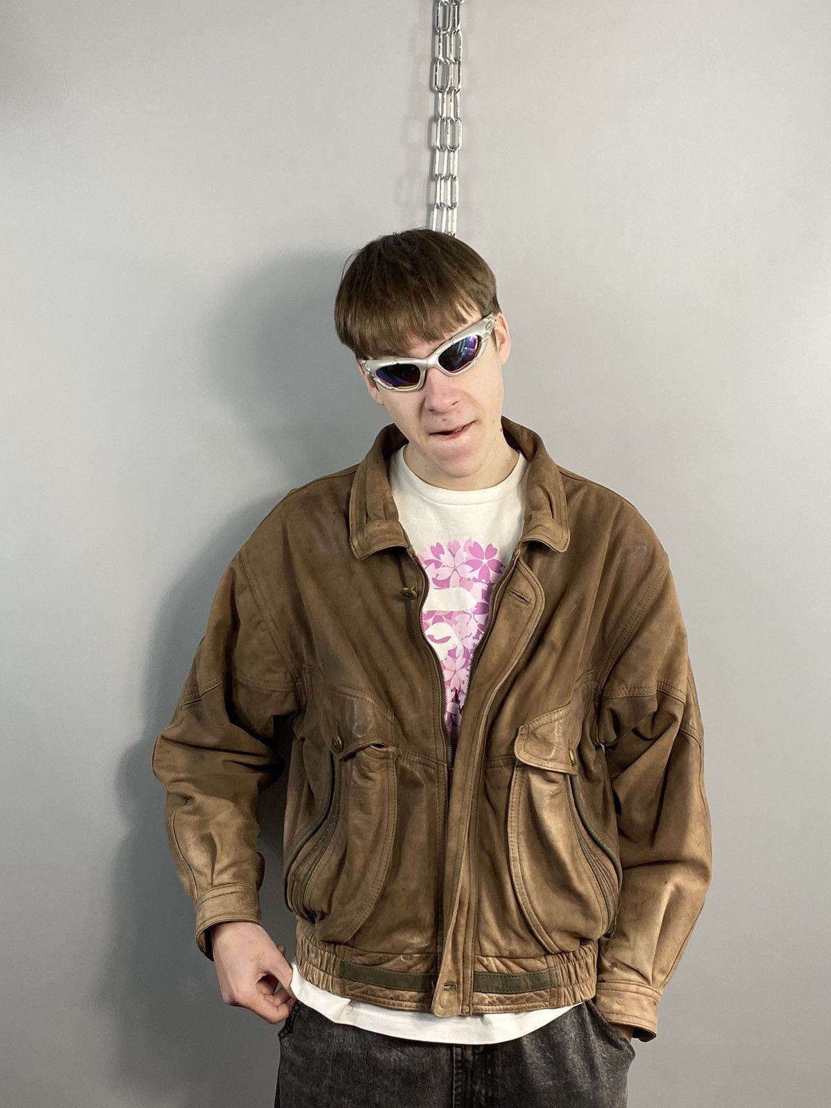 Vintage Vintage Leather Bomber Jacket Size US S / EU 44-46 / 1 - 1 Thumbnail