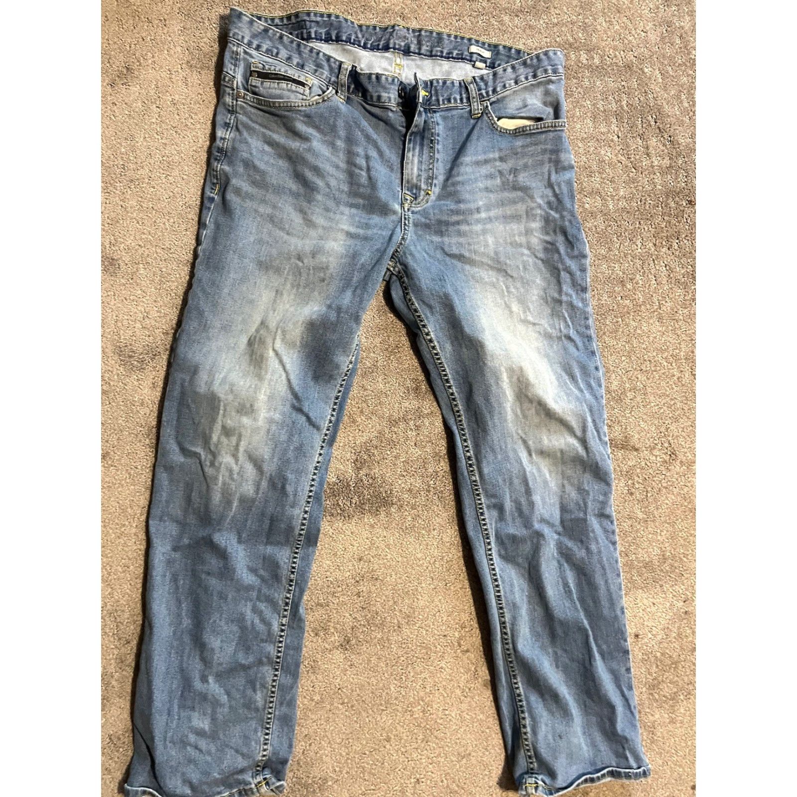 Calvin Klein Calvin Klein Jeans Men's 38x32 Straight Blue Denim Jeans Brand Logo Zip Five Pockets Belt Loops Mid Rise 32 Inseam Regular Fit Cotton denim Mens Jeans Size US 38 / EU 54 - 3 Thumbnail