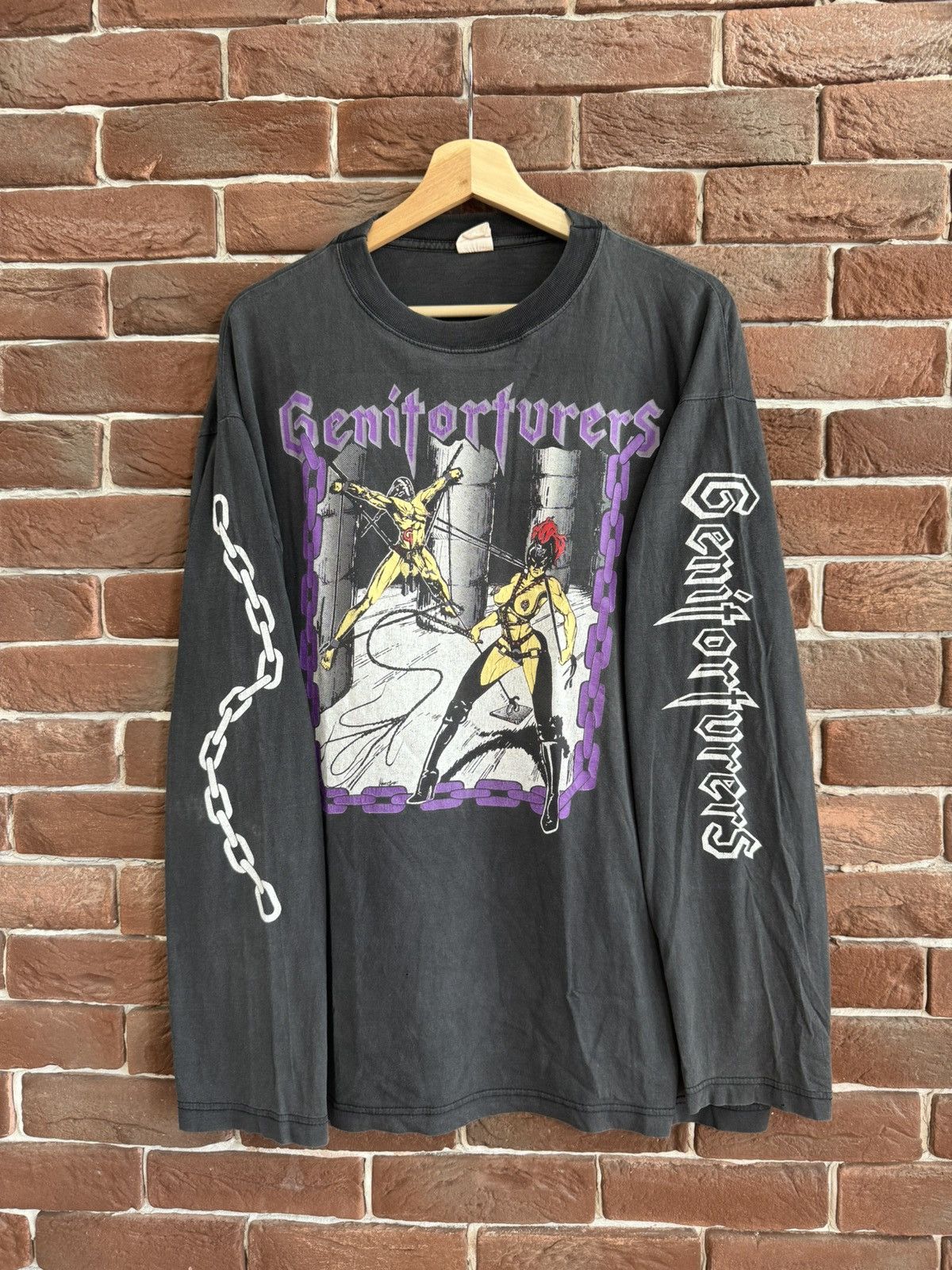 Pre-owned Band Tees Genitorturers Vintage 90's Metal Rock Band Tee Grail In Black