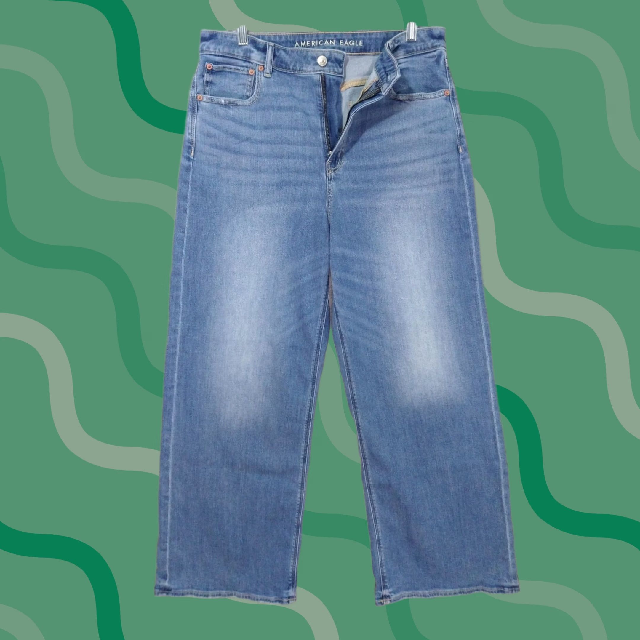 American Eagle Outfitters American Eagle Jeans Womens 12 Long Blue Denim Baggy Wide Leg Super High Rise 90s Size 34" / US 12 / IT 48 - 1 Thumbnail
